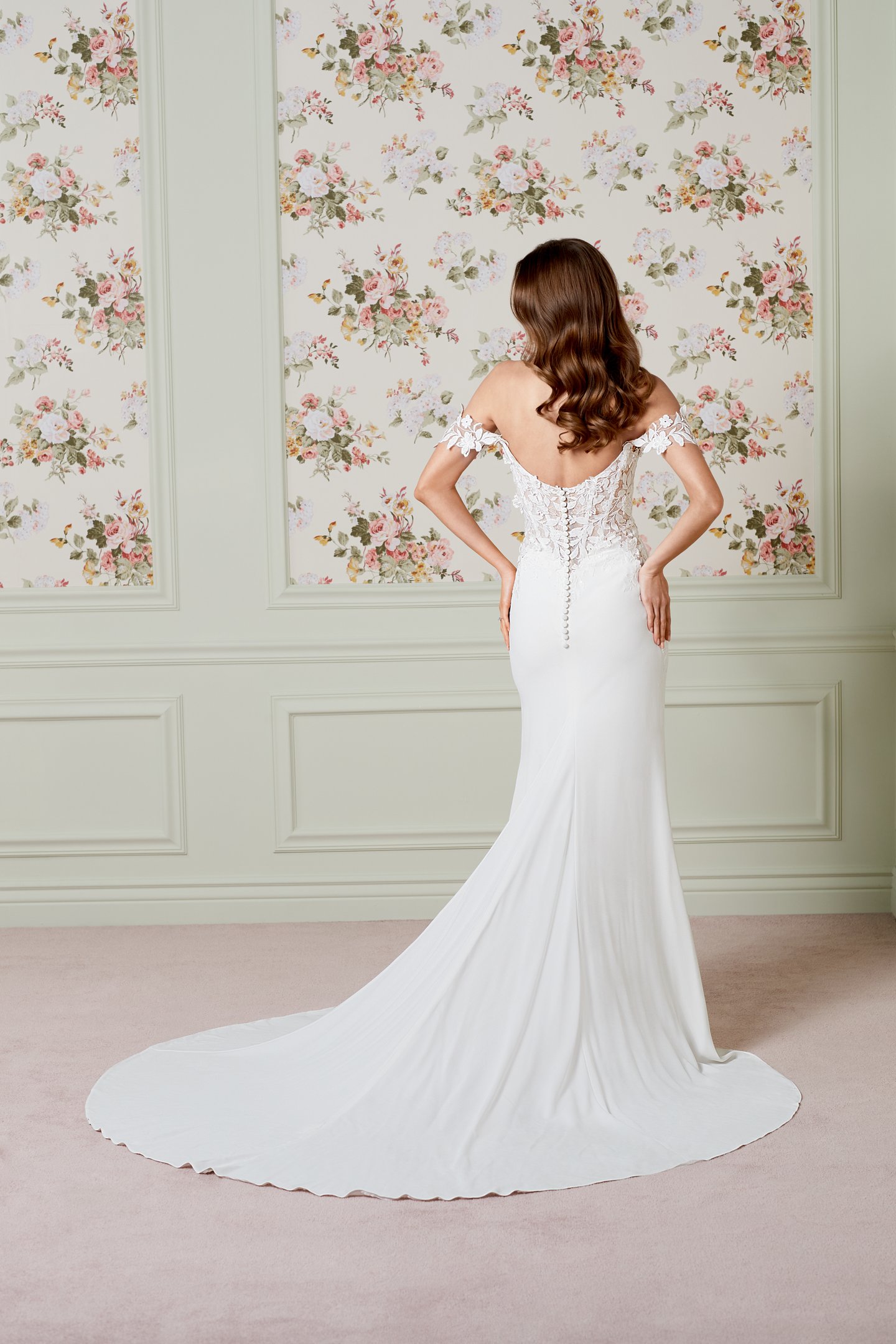 Adore by Justin Alexander Style 11465 Blythe Crepe Fit and Flare Bridal Gown with Plunging Sweetheart Neckline and Side Cut-Outs
