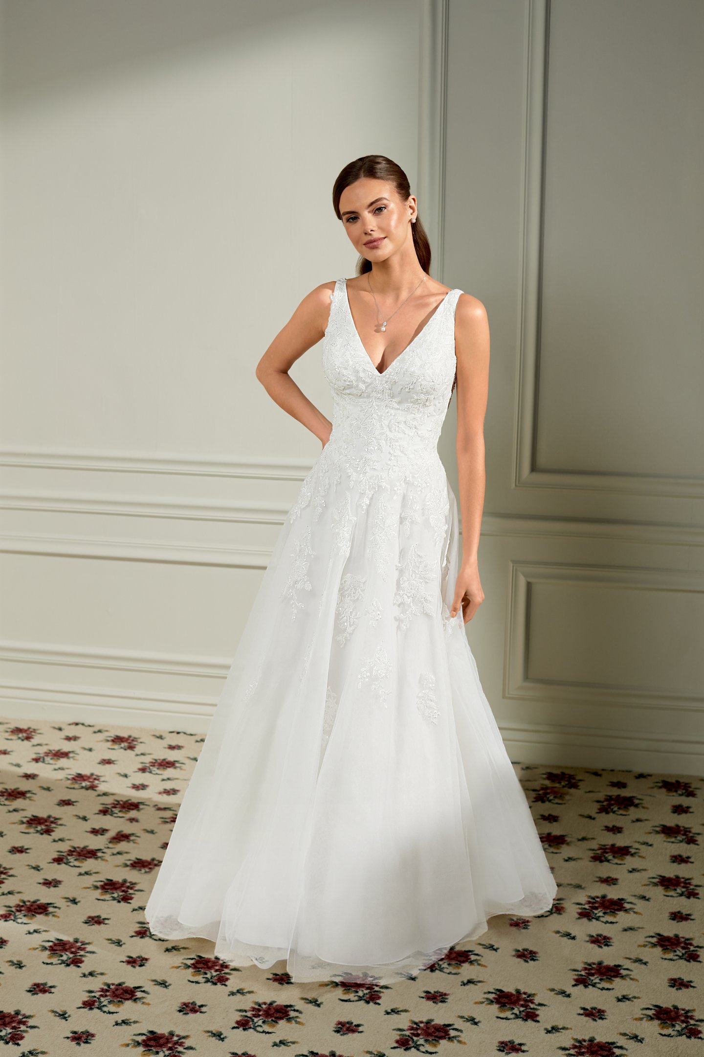 Adore by Justin Alexander Style 11466 Virginia Sparkling Tulle A-Line Bridal Gown with Beaded and Sequined Lace Appliqués