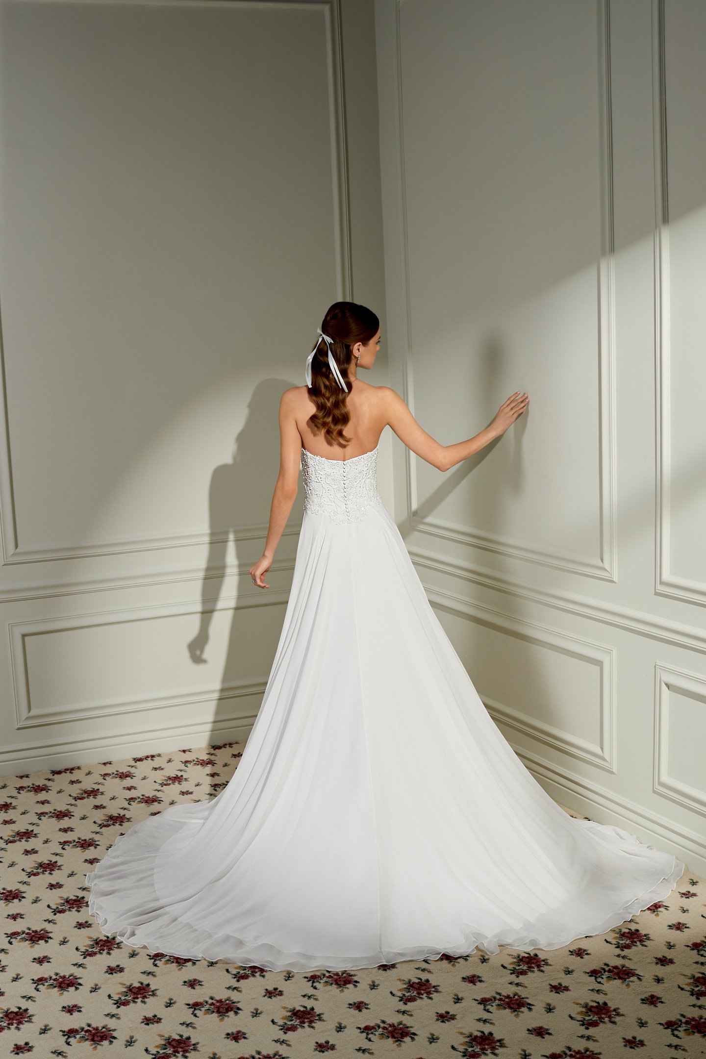 Adore by Justin Alexander Style 11468 Penny Sparkling Chiffon A-Line Bridal Gown with Beaded Lace Appliqués and 3D Florals on Bodice