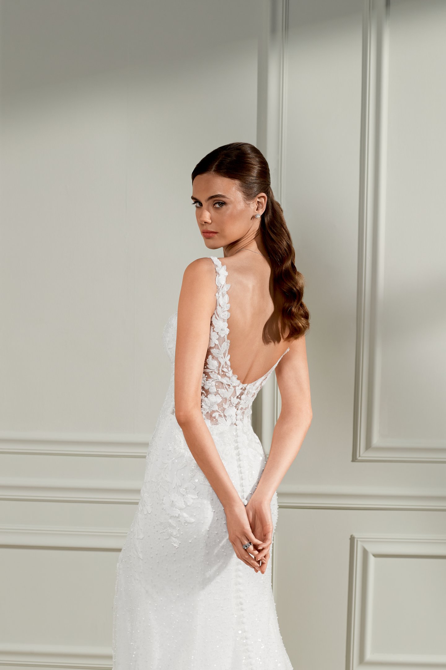 Adore by Justin Alexander Style 11469 Primrose Allover Beaded Fit and Fare Bridal Gown with Plunging V-Neckline and Skirt Slit
