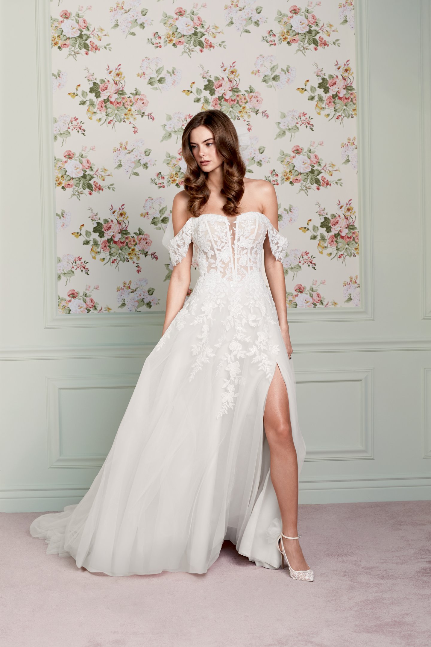 Adore by Justin Alexander Style 11471 Maisie Tulle A-Line Bridal Gown with Strapless Plunging Sweetheart Neckline, Exposed Boning, and Skirt Slit
