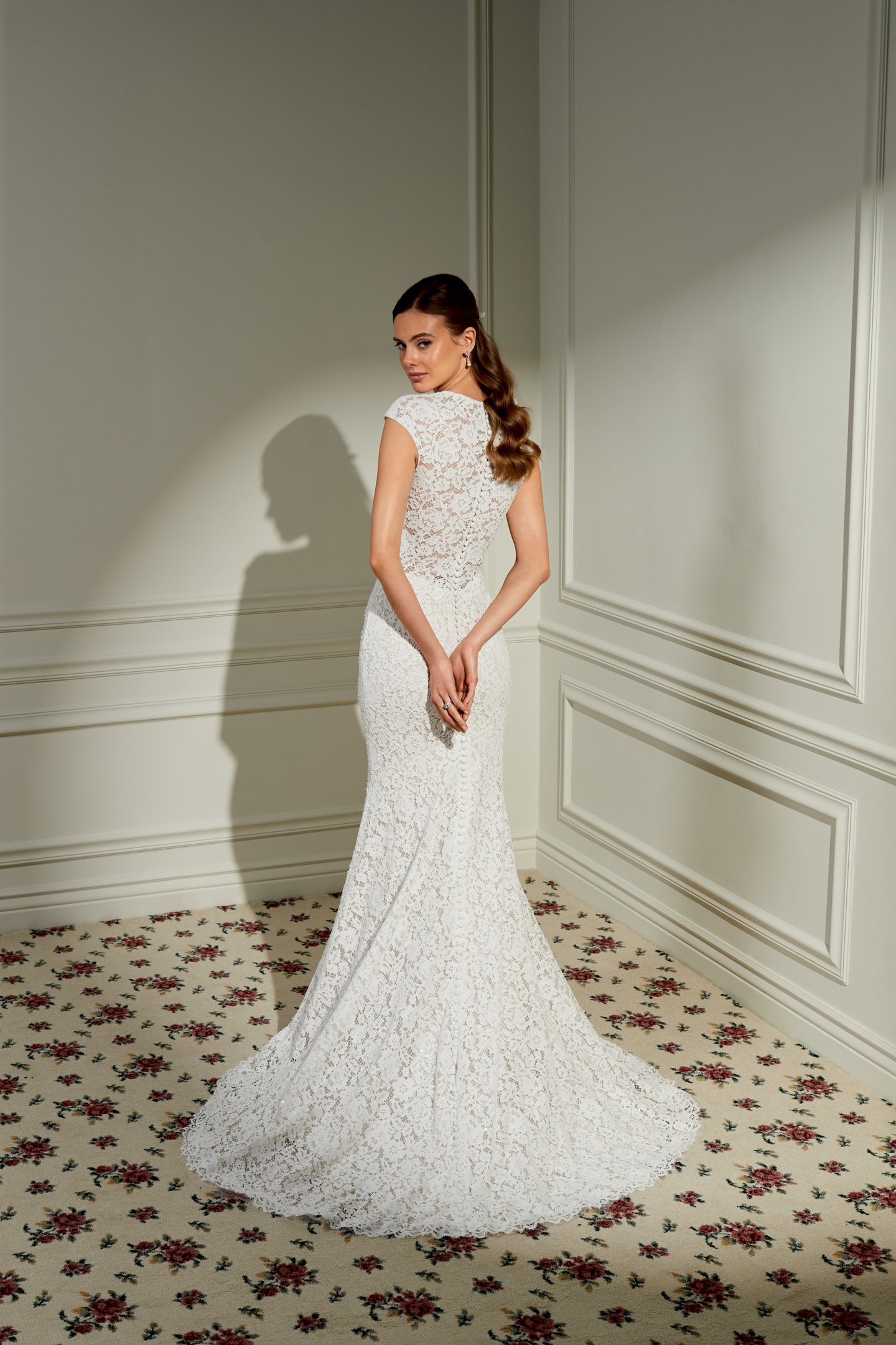 Adore by Justin Alexander Style 11472 Ethel Sparkling Allover Lace Fit and Flare Bridal Gown with Bateau Neckline and Raglan Cap Sleeves