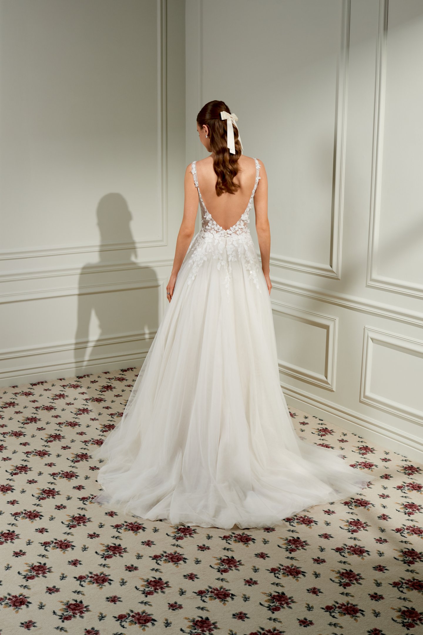 Adore by Justin Alexander Style 11476 Dorothy Tulle A-Line Bridal Gown with Lace Appliqués and  Illusion Sabrina Neckline and Plunging Sweetheart Bodice