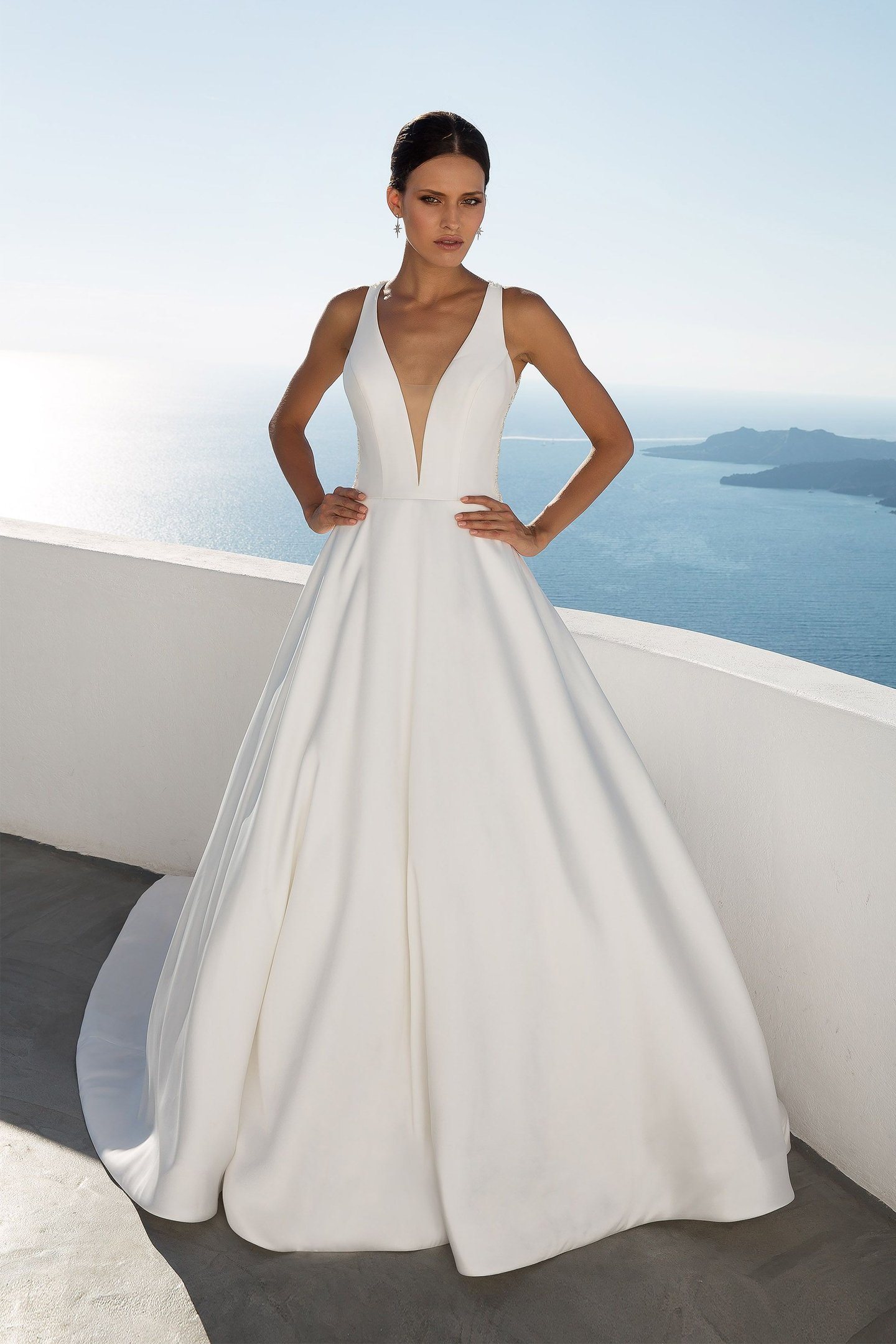 Justin Alexander Style 88021 Mikado Ball Gown with Beaded Cut Out Back