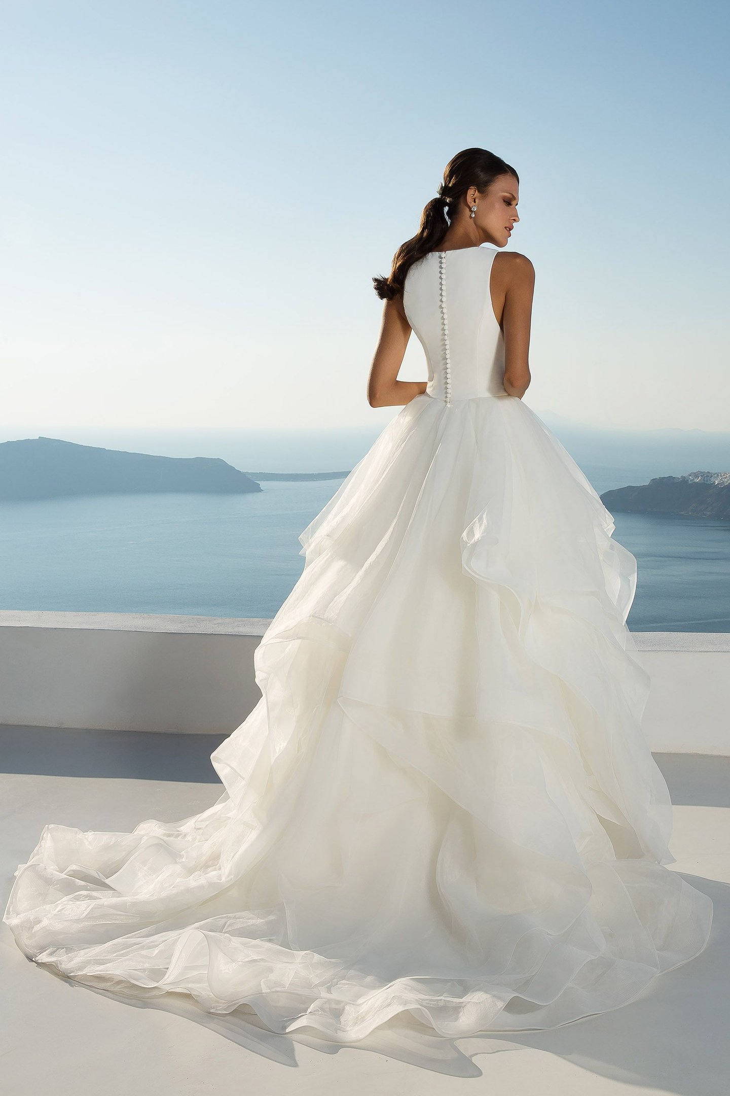 Justin Alexander Style 88023 Jewel Neck Layered Ball Gown with Beaded Belt