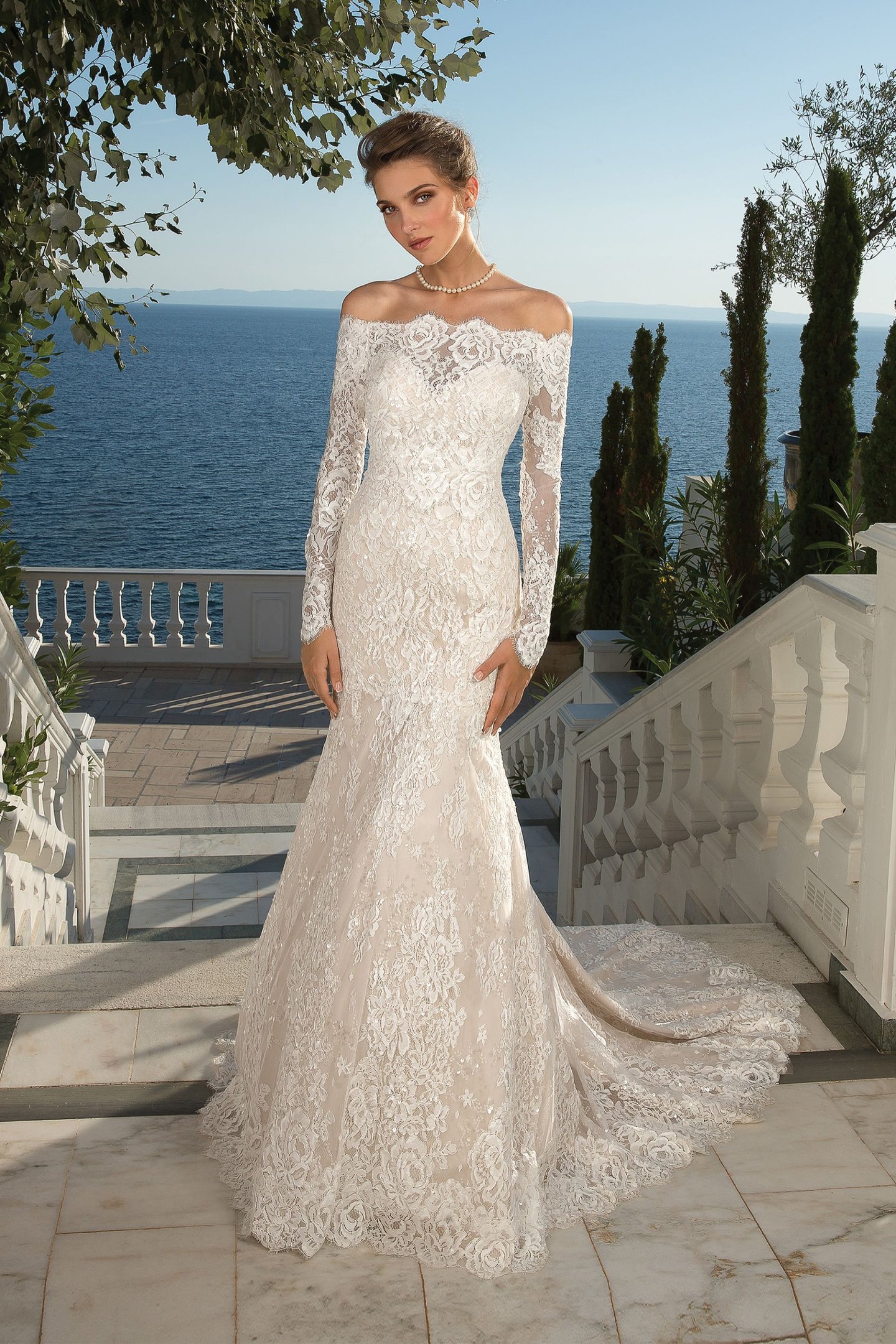 Justin Alexander Style 88087J Off the Shoulder Long Sleeve Jacket
