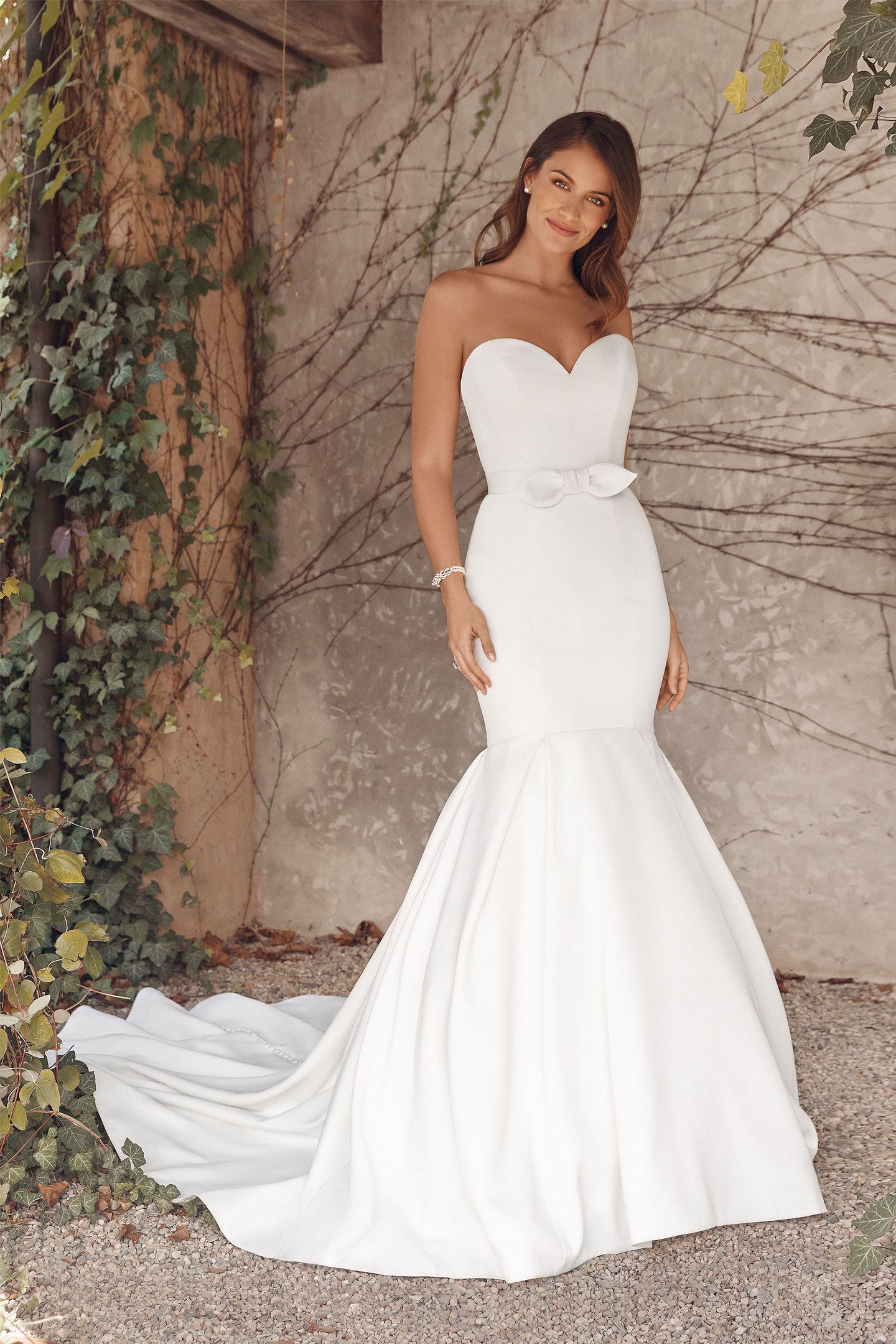 Justin Alexander Style 88139 Anne Sweetheart Luxe Satin Mermaid Gown with Detachable Bow Belt