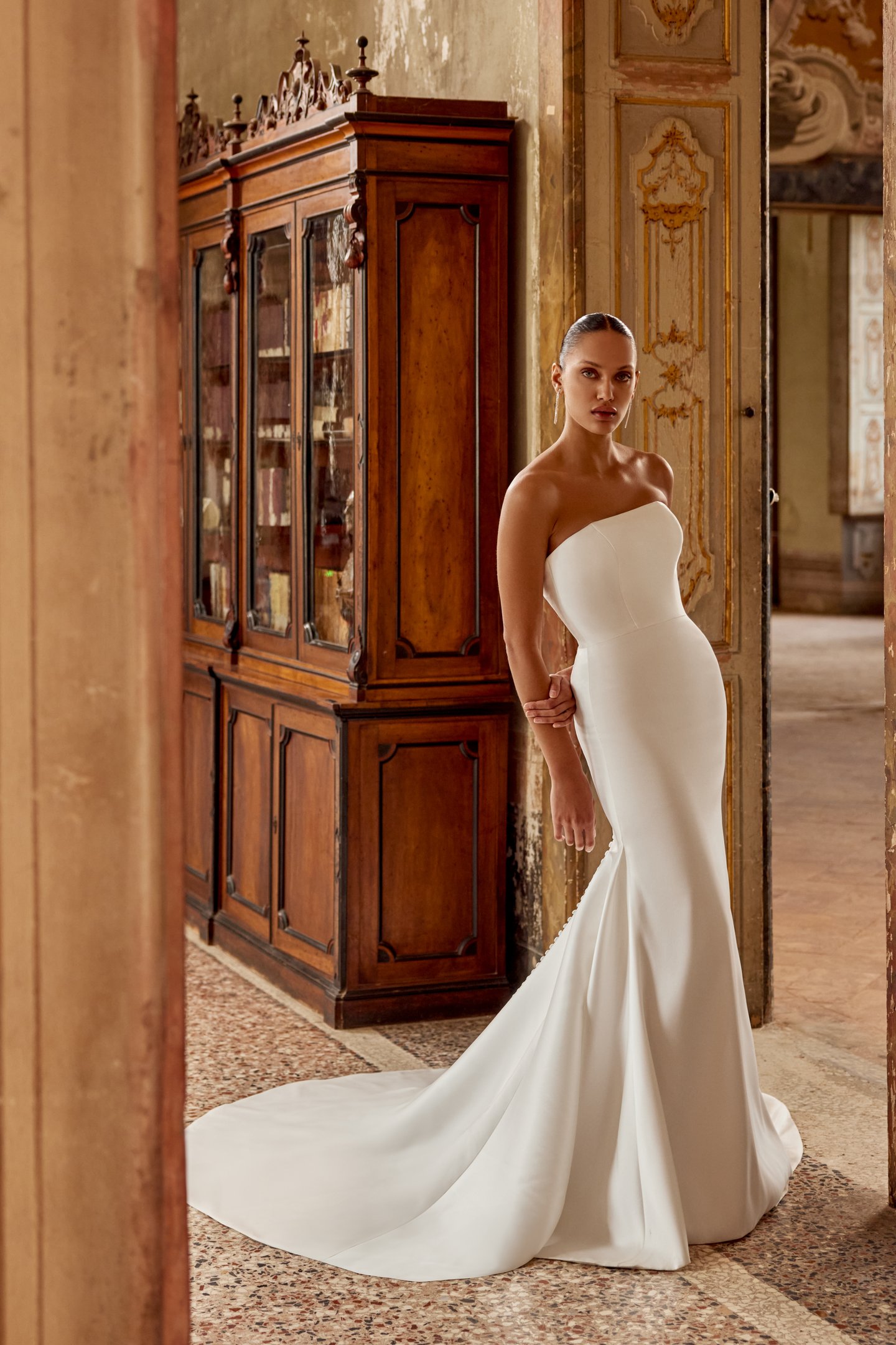 Justin Alexander Style 88205 Celeste Clean Fit and Flare Wedding Dress with Straight Neckline