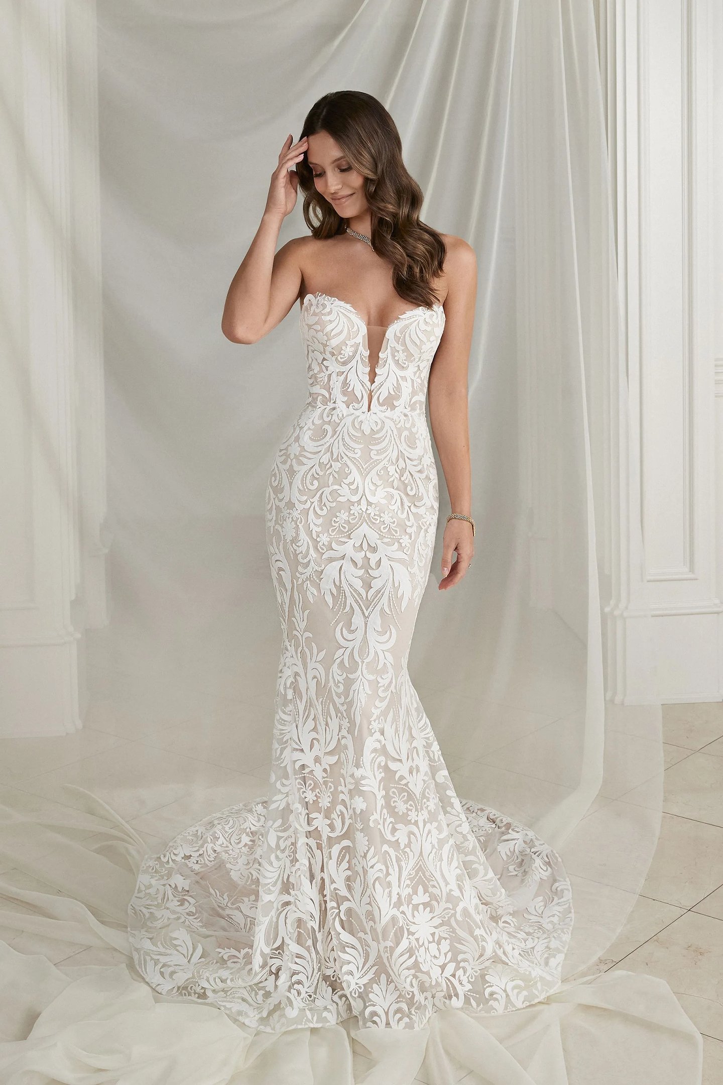low cut wedding dress trend Trend Plunging Necklines Wedding Dresses