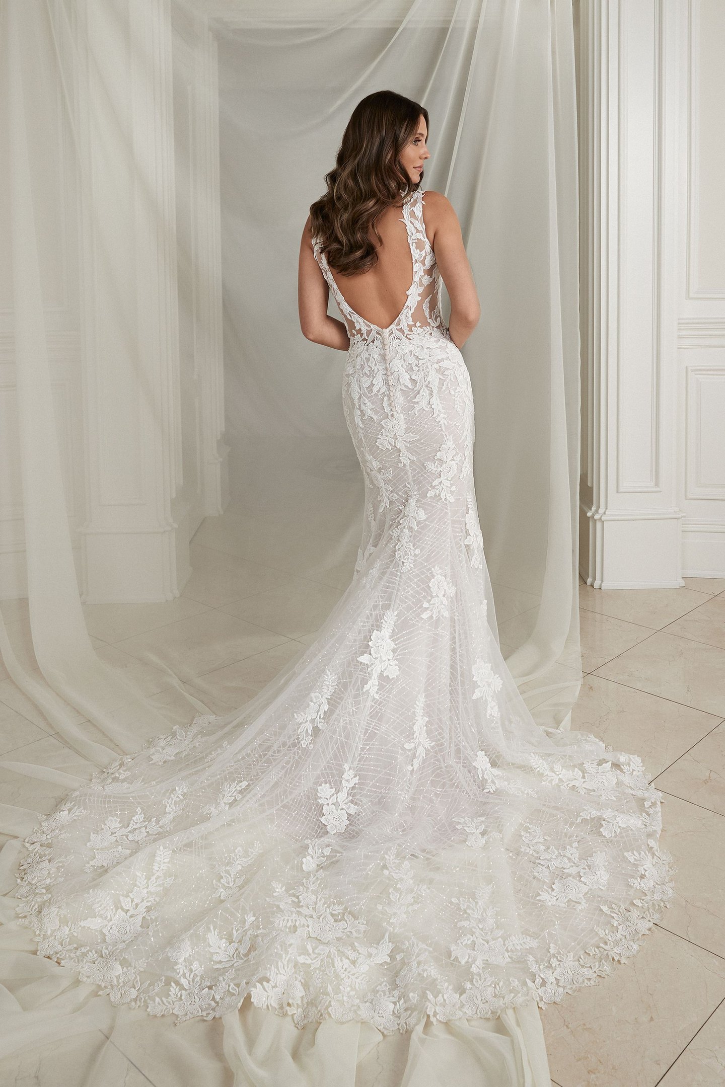 Justin Alexander Style 88280 Ezra Beaded Fit and Flare Wedding Dress with Sequin Tulle Underlay