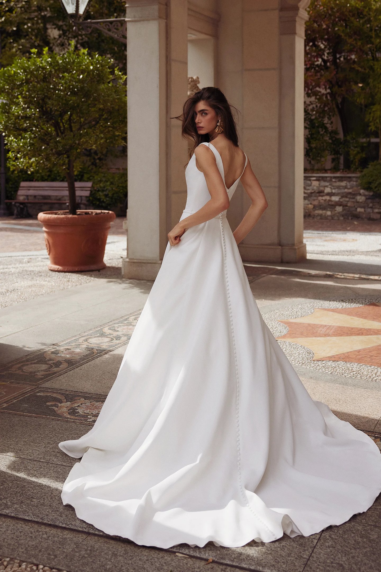 cowl neck wedding dress Charming Mermaid Cowl Neck Satin Wedding Dress with Slit, Diamond White / 8