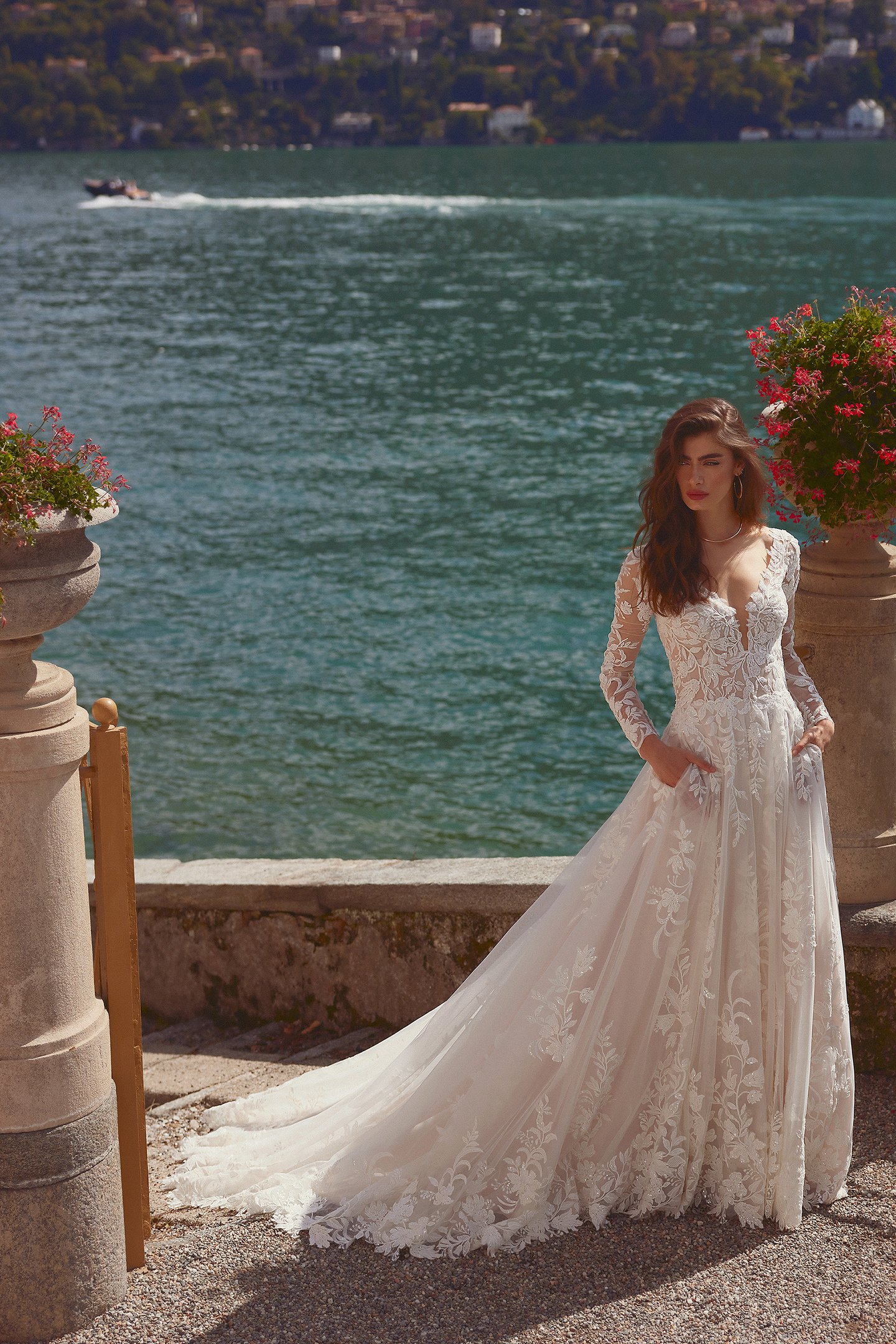 Justin Alexander Style 88393SL Isley Sleeves Detachable Long Sleeves with Sequined Beaded Lace Appliqués