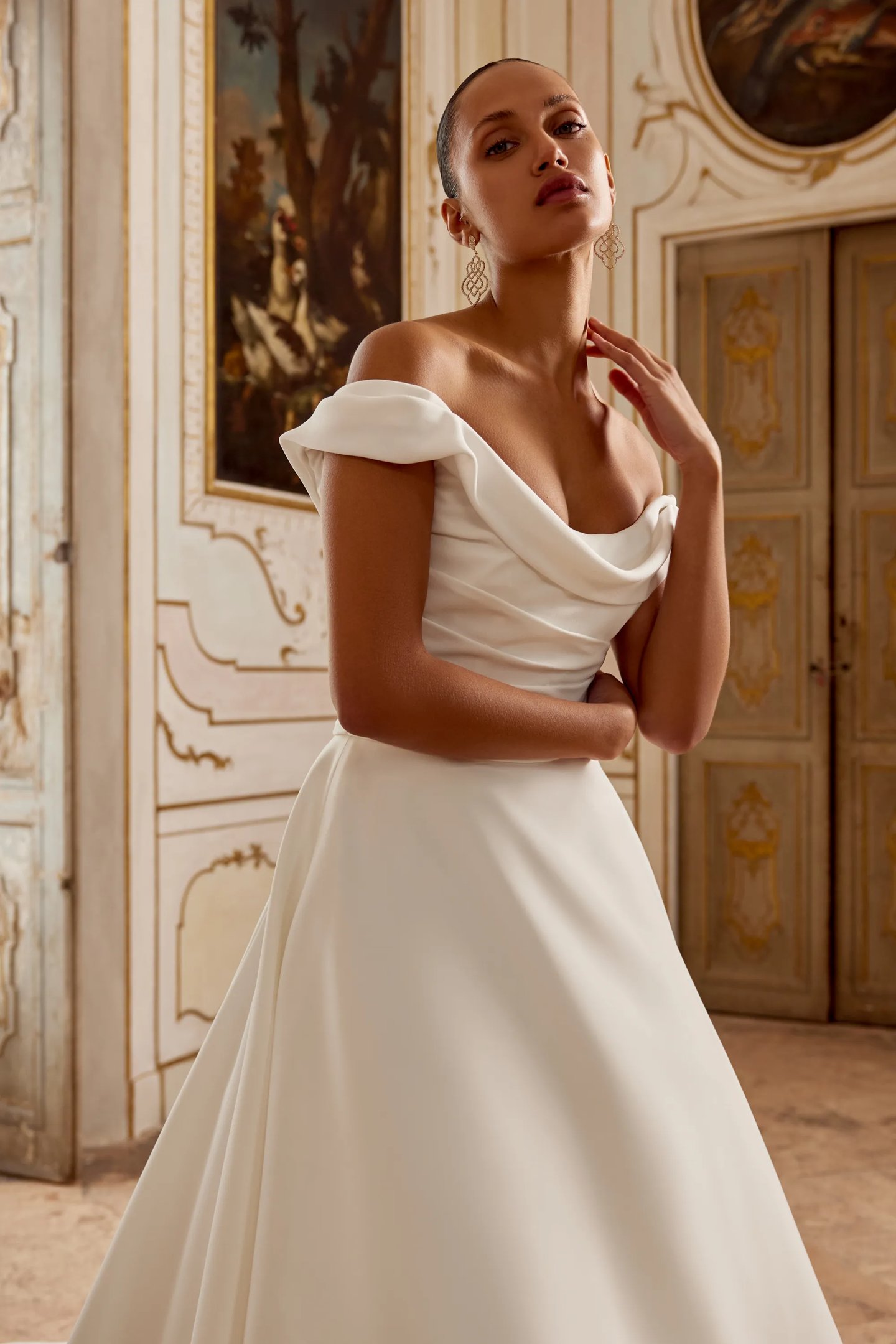 slim satin wedding dress Simple Short Satin Wedding Minimalist V- Neckline Dress With Pockets US14 / LIGHT IVORY