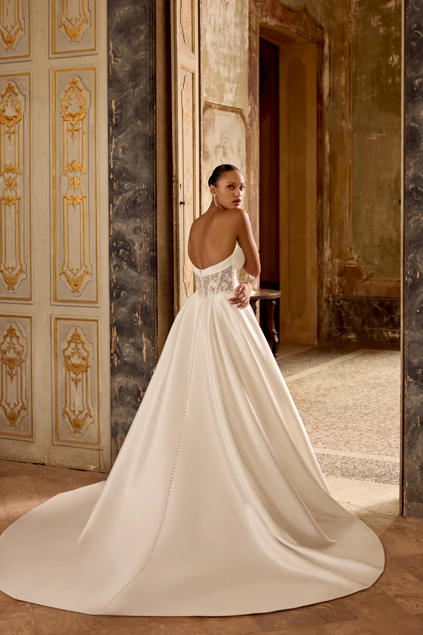 flowy beaded wedding dress Sparkle Beading V-neck Rustic Wedding Dress Bridal Gown WD315 US14 / Custom Color