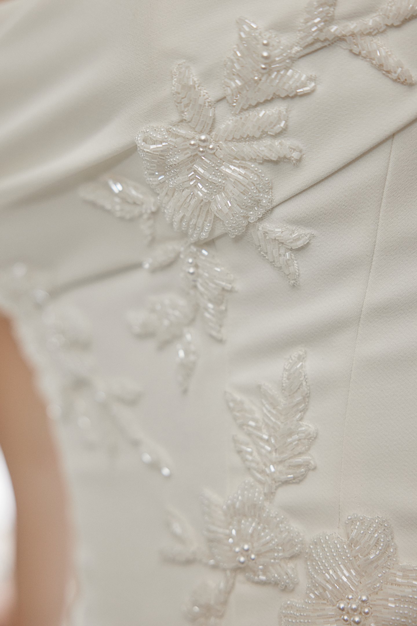 Justin Alexander Style 88500 MONROE Strapless Faux Two-Piece Crepe Fit & Flare with Tonal Beaded Appliqués
