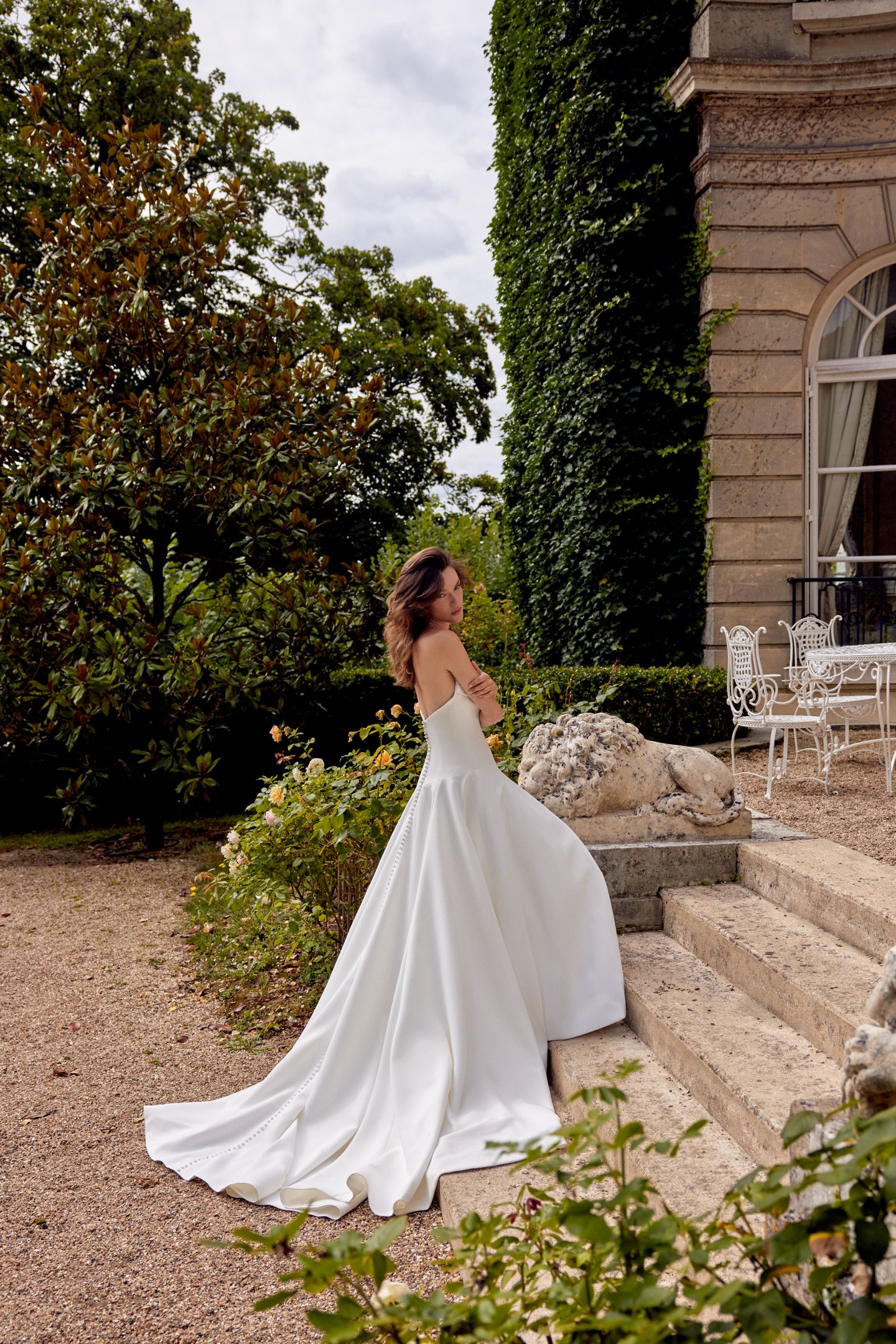 Justin Alexander Style 88502 MIRANDA Satin A-Line Gown with Dropped Asymmetrical Waistline