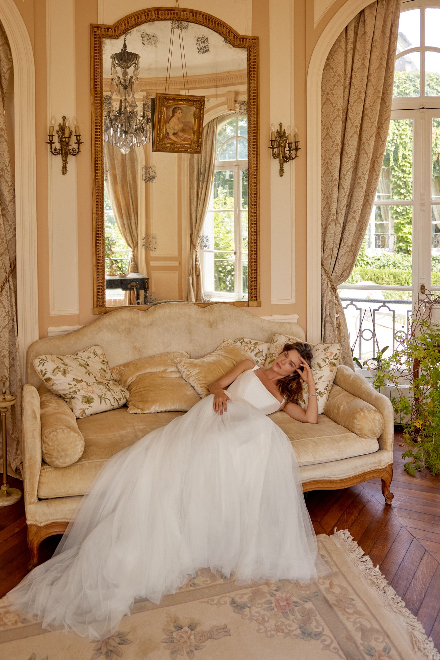 Justin Alexander Style 88503 MILLIE A-Line Tulle Gown with Mikado Bodice and Square Basque Waistline