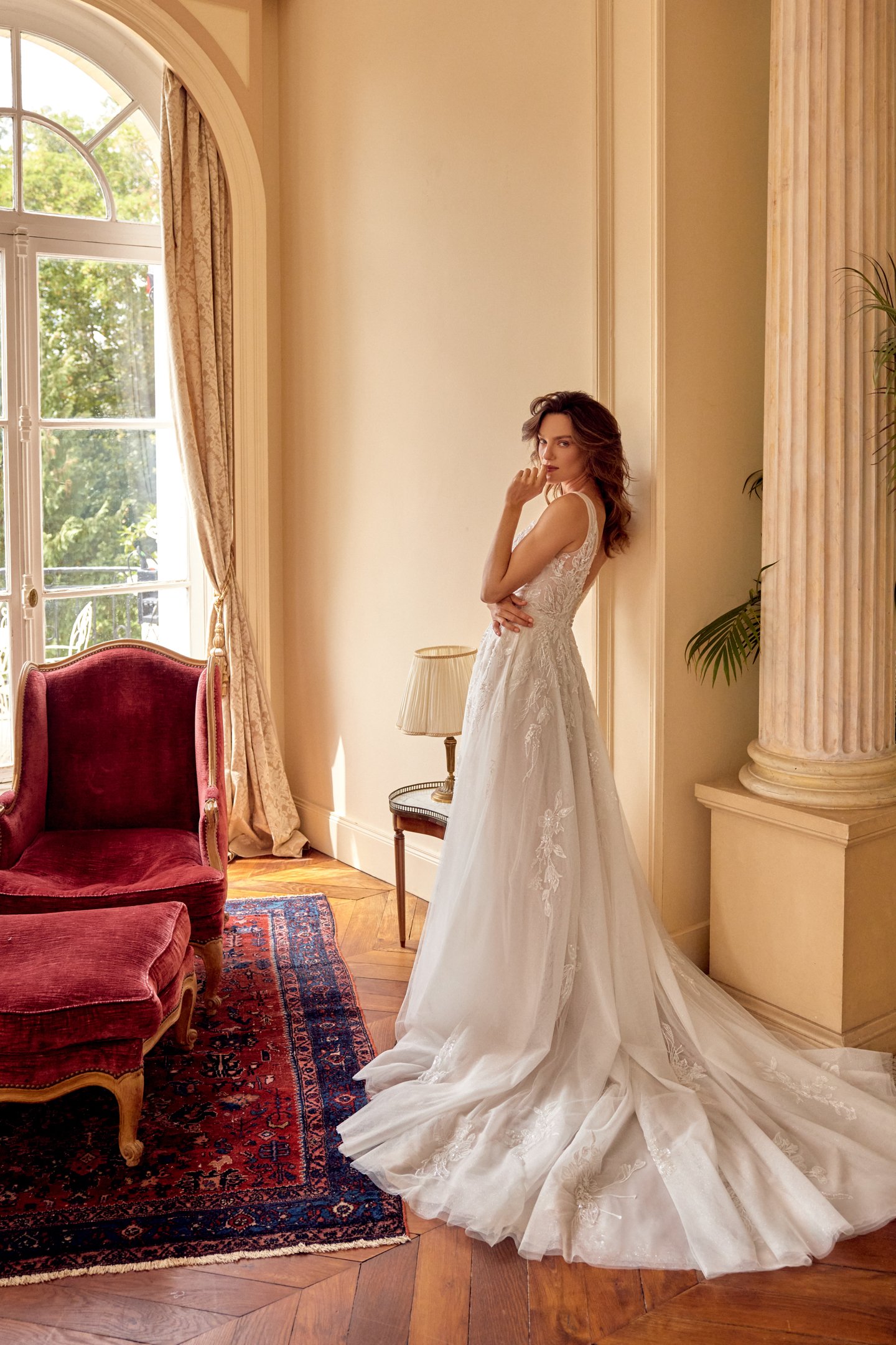 Justin Alexander Style 88529 MELINA Sparkle Tulle A-Line Gown with Sequined and Beaded Lace Appliqués