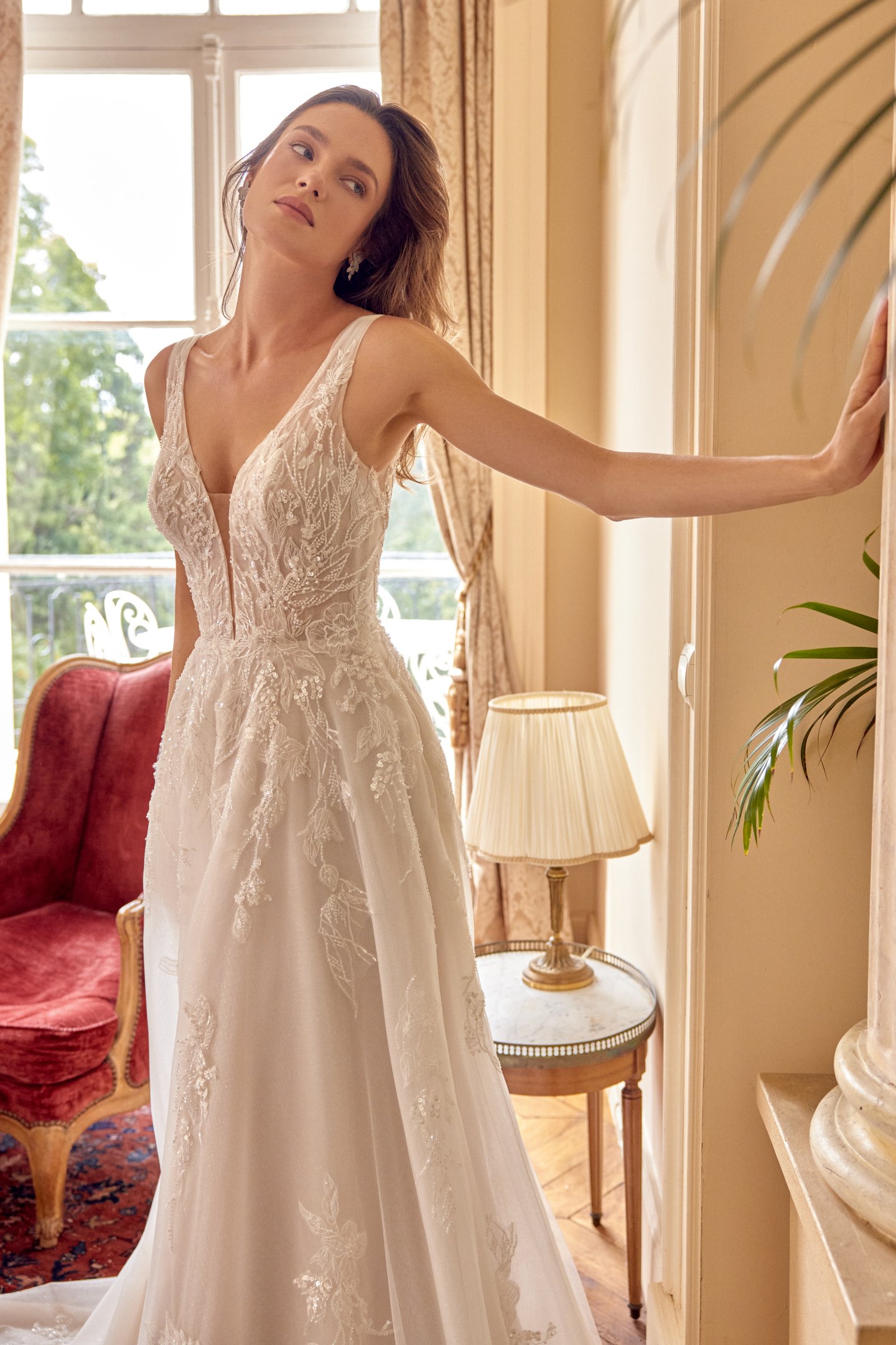 Justin Alexander Style 88529 MELINA Sparkle Tulle A-Line Gown with Sequined and Beaded Lace Appliqués