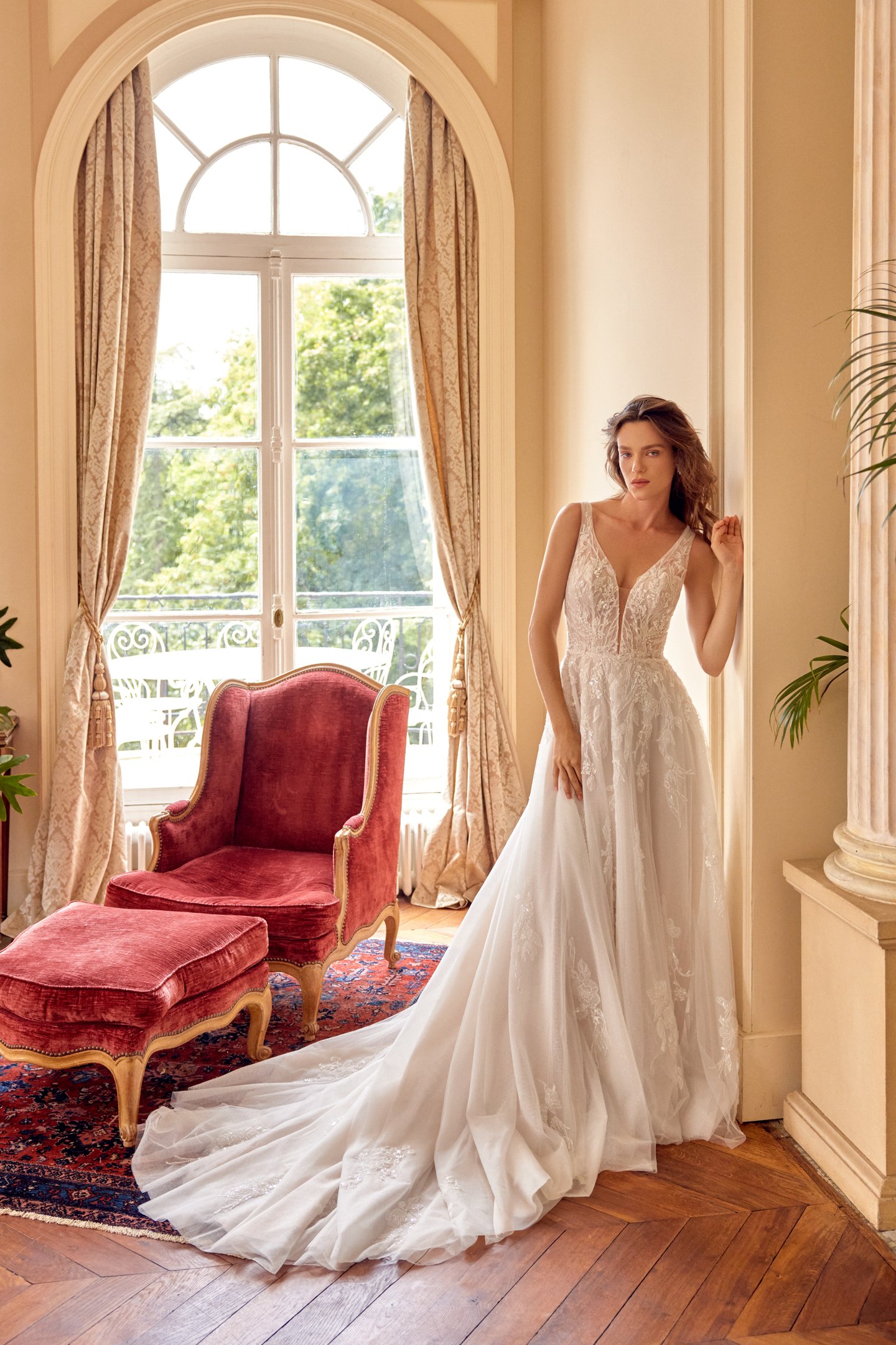 Justin Alexander Style 88529 MELINA Sparkle Tulle A-Line Gown with Sequined and Beaded Lace Appliqués