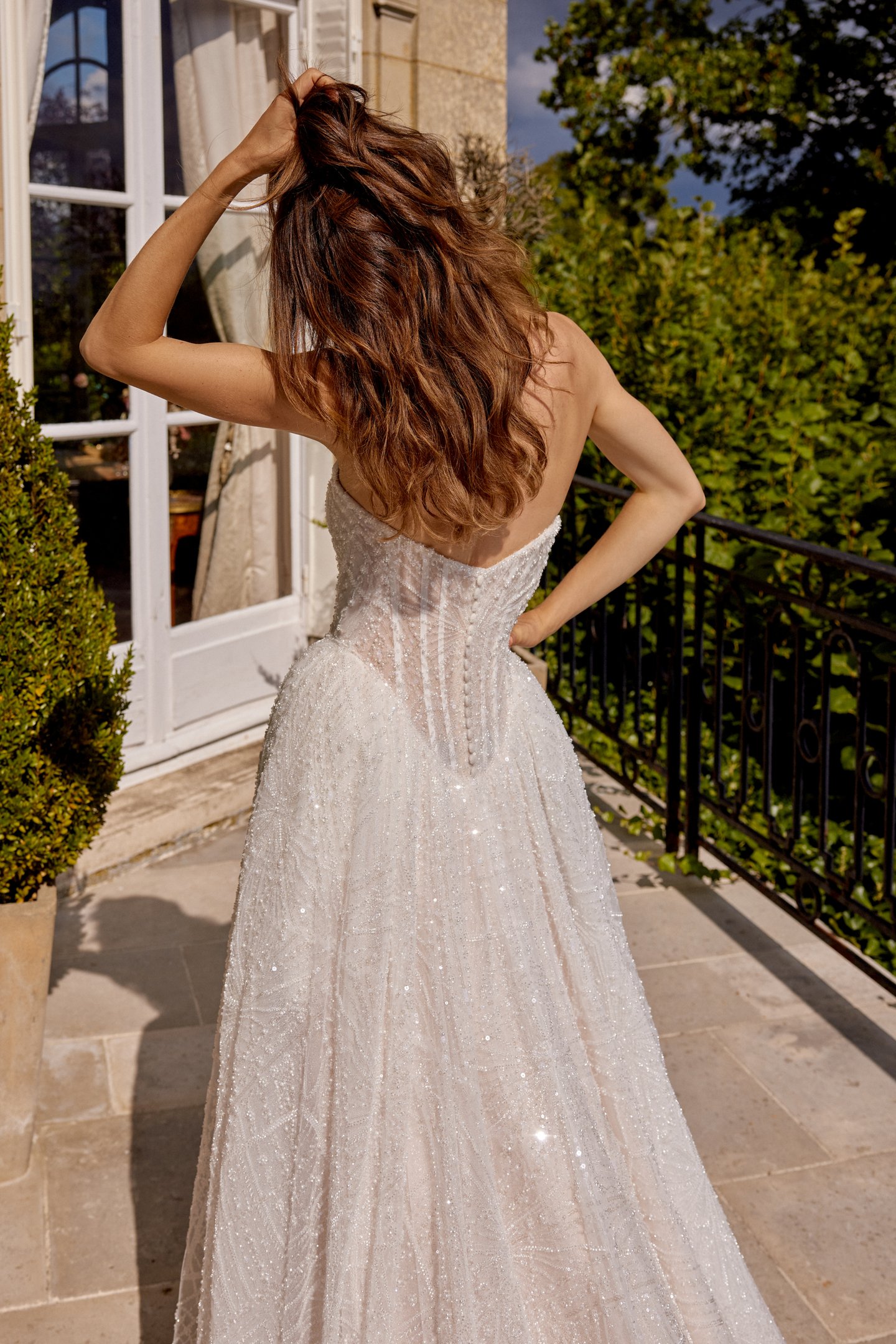 Justin Alexander Style 88531 MAJESTY Allover Sparkle Ball Gown with Art Deco Beading and Basque Waist