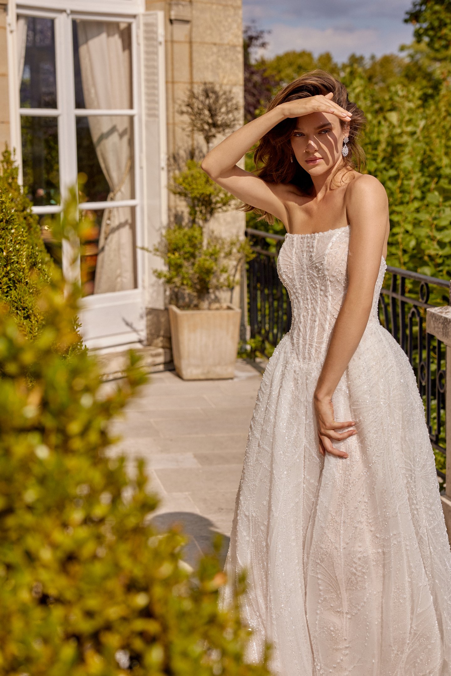 Justin Alexander Style 88531 MAJESTY Allover Sparkle Ball Gown with Art Deco Beading and Basque Waist