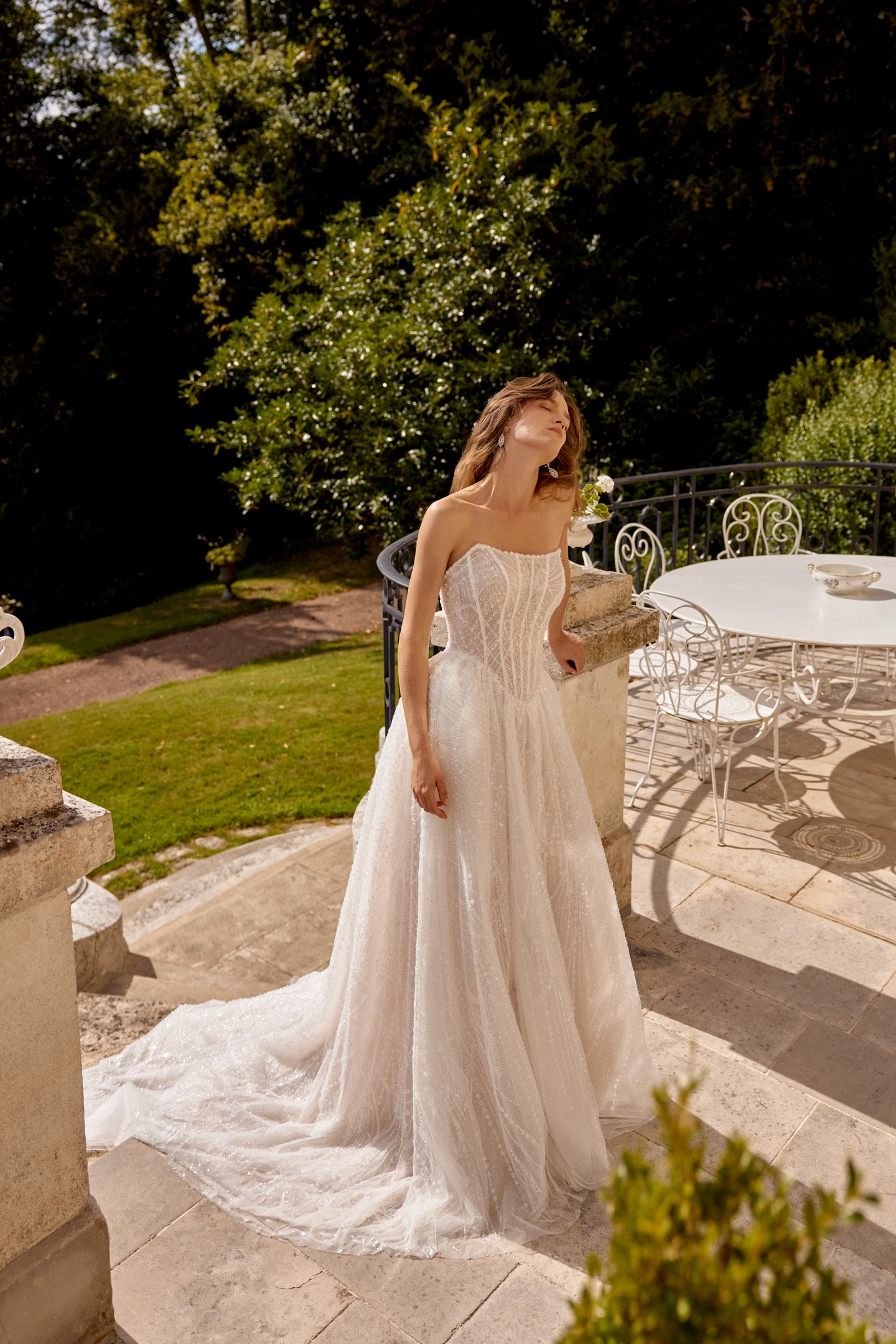 Justin Alexander Style 88531 MAJESTY Allover Sparkle Ball Gown with Art Deco Beading and Basque Waist