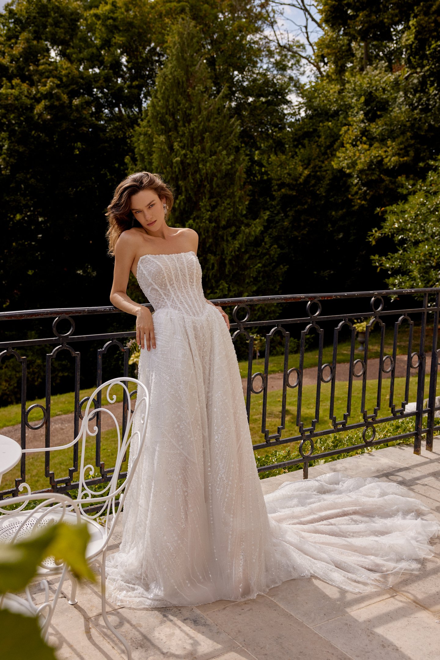 Justin Alexander Style 88531 MAJESTY Allover Sparkle Ball Gown with Art Deco Beading and Basque Waist