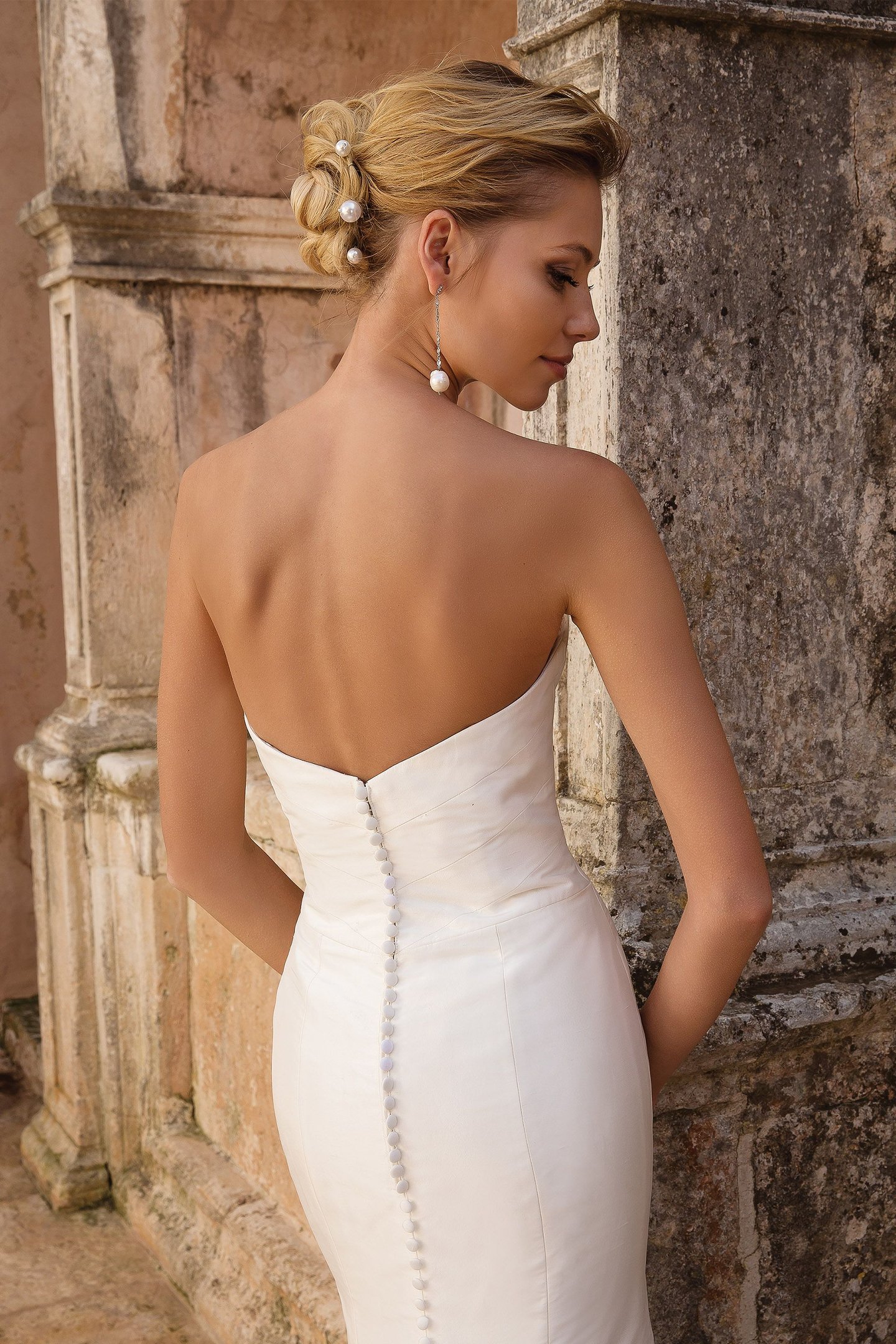 Justin Alexander Style 88067 Silk Dupion Fit and Flare with Chevron Seaming