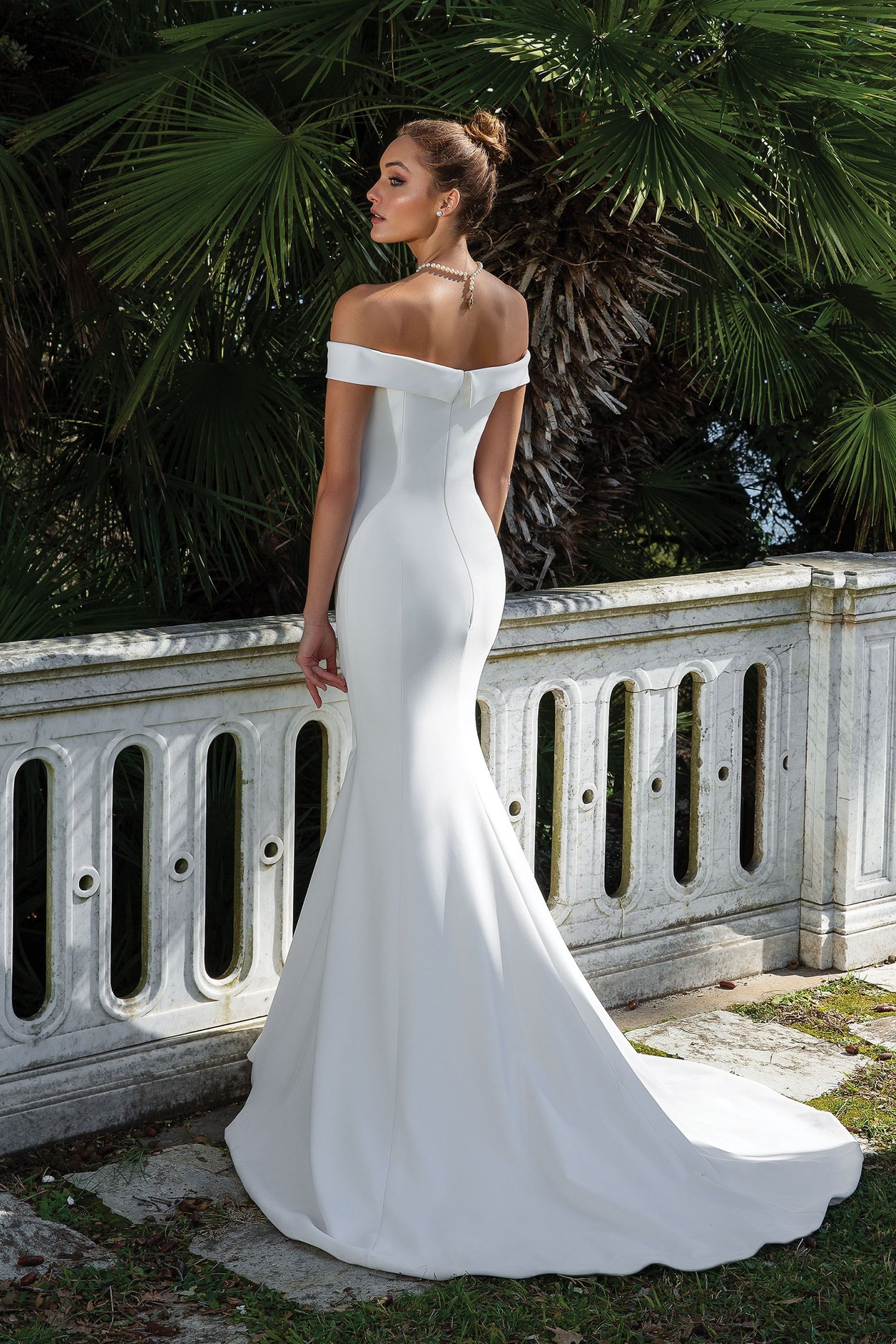 Justin Alexander Style 88115 Crepe Off the Shoulder Gown with Cut Out Detail