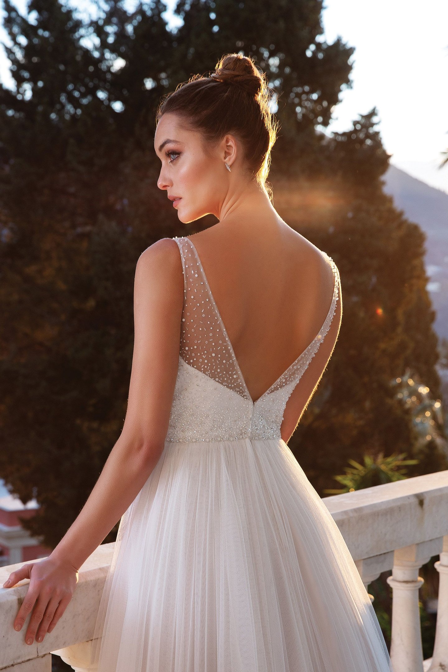 Justin Alexander Style 88118 Illusion Beaded Bodice A-Line English Net Gown