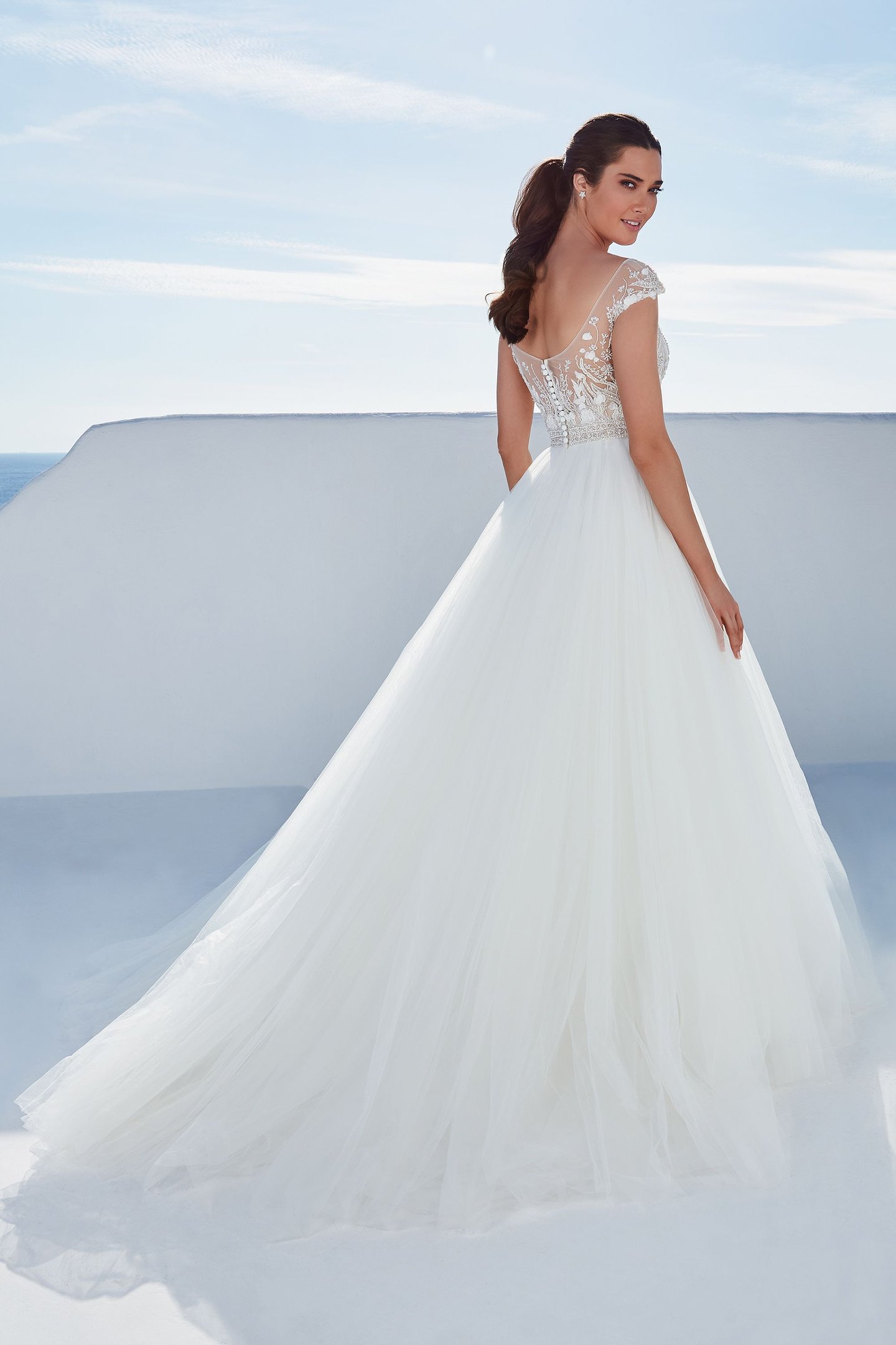 Justin Alexander Style 88175 Baldwin Tulle Ball Gown Embellished with Beading and 3D Chiffon Flowers