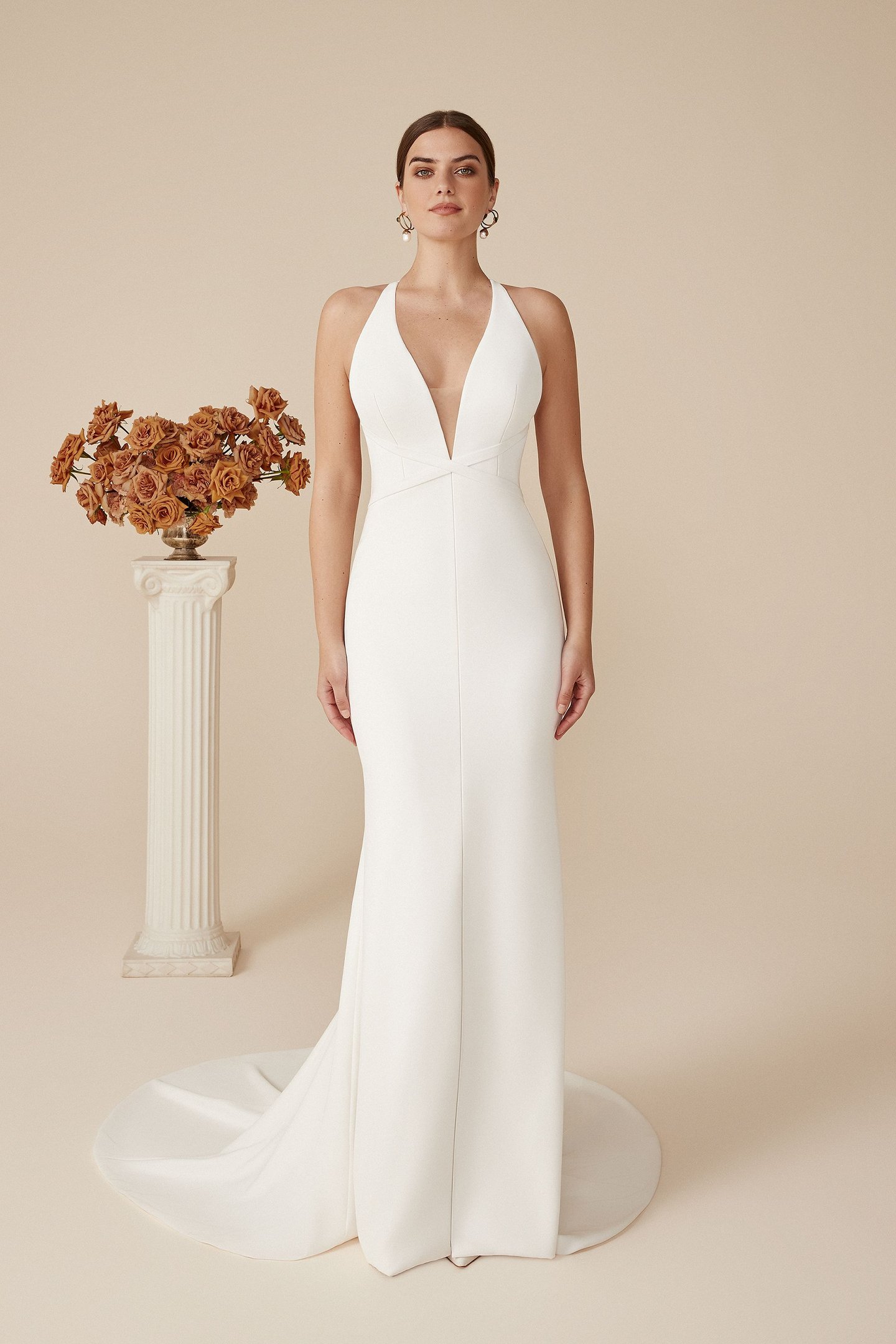 Justin Alexander Style 88250 Dean Clean Fit and Flare Dress with Open Criss-Cross Back and Slit