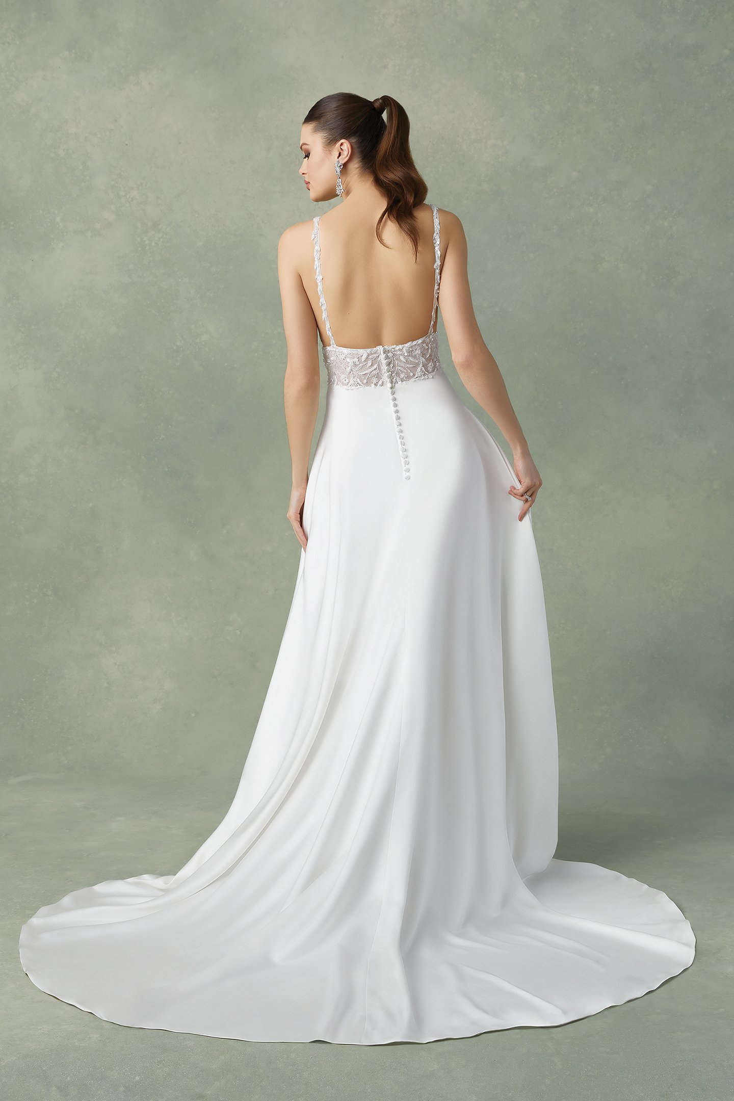 Justin Alexander Style 88303 Fidella Charmeuse A-Line Gown with Beaded Embroidery