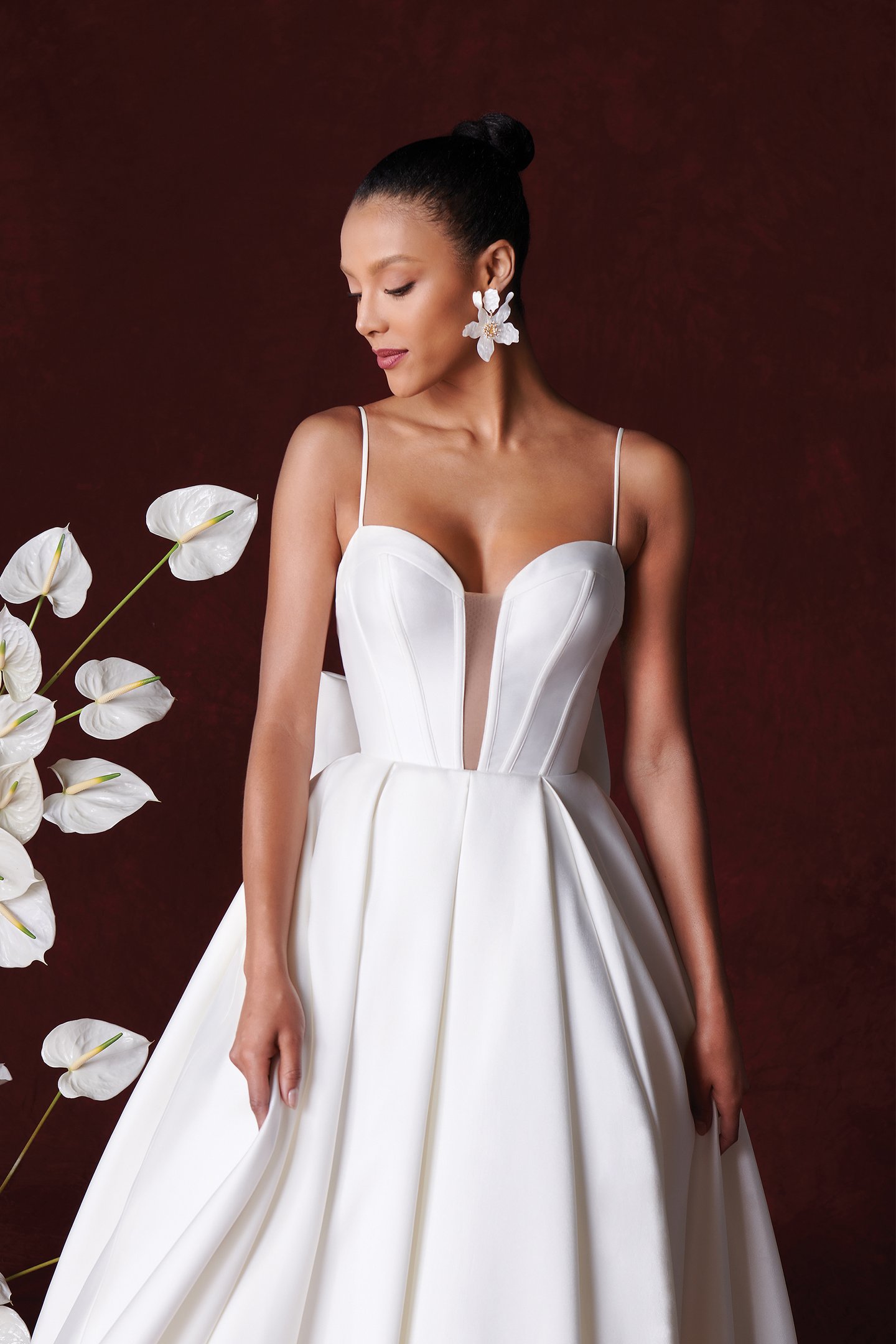 Justin Alexander Style 88346 Hammond Mikado Ball Gown with Plunging Bikini Neckline and Box Pleats
