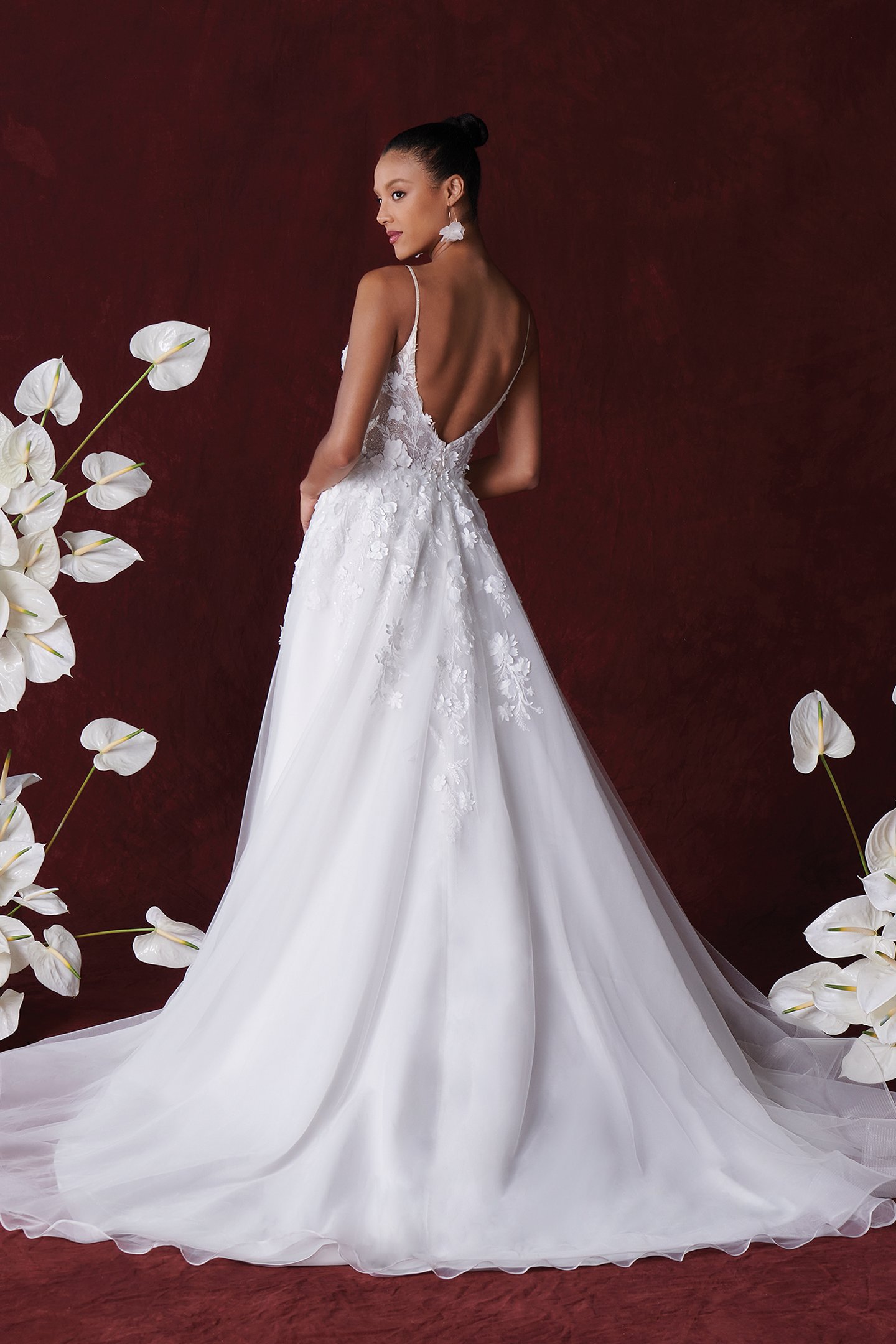 Justin Alexander Style 88356 Haven Tulle A-Line Gown with Sequined Lace Appliqués and 3D flowers
