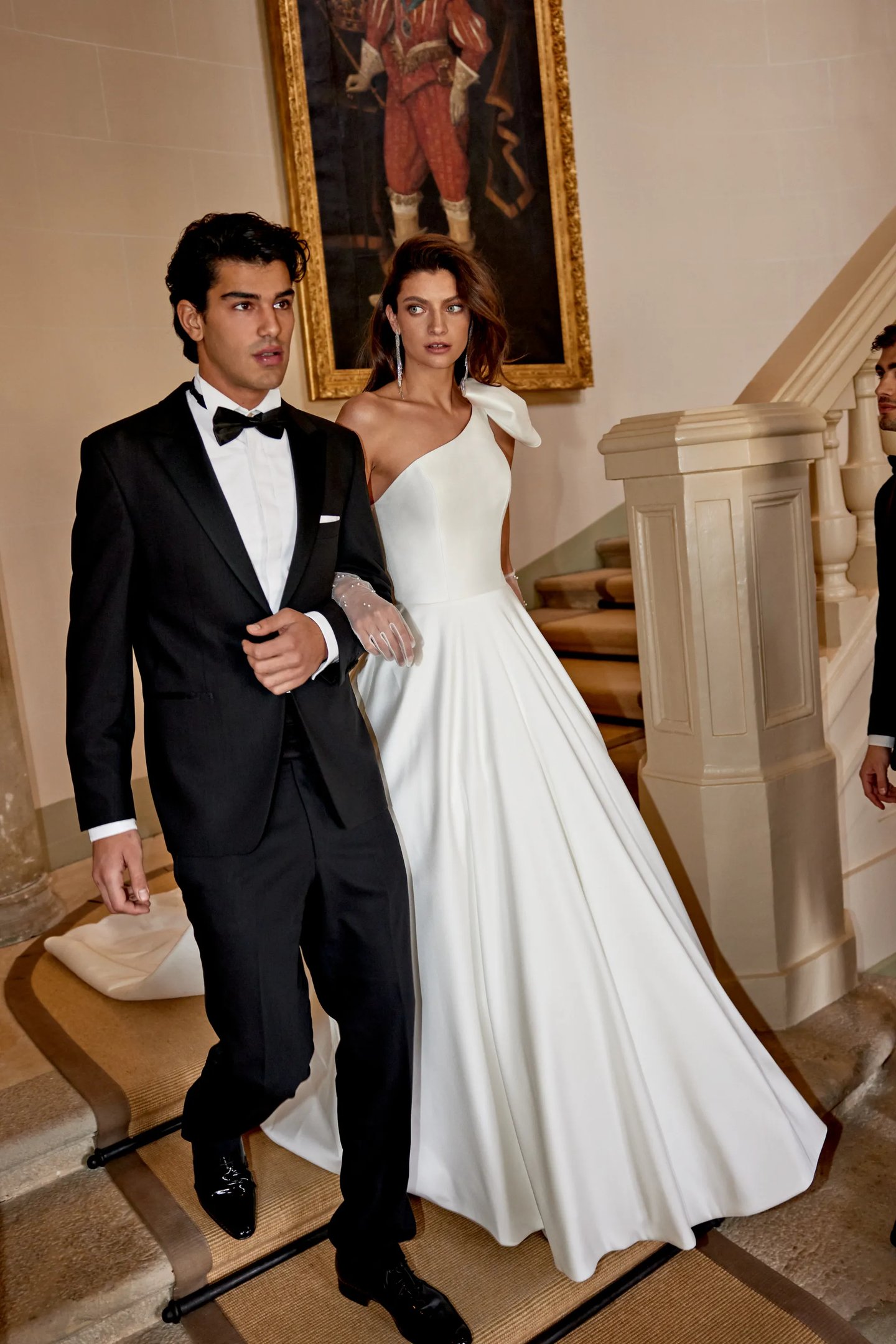 one shoulder chiffon wedding dress One-Shoulder Chiffon Tulle Lace Satin Dress With Zipper