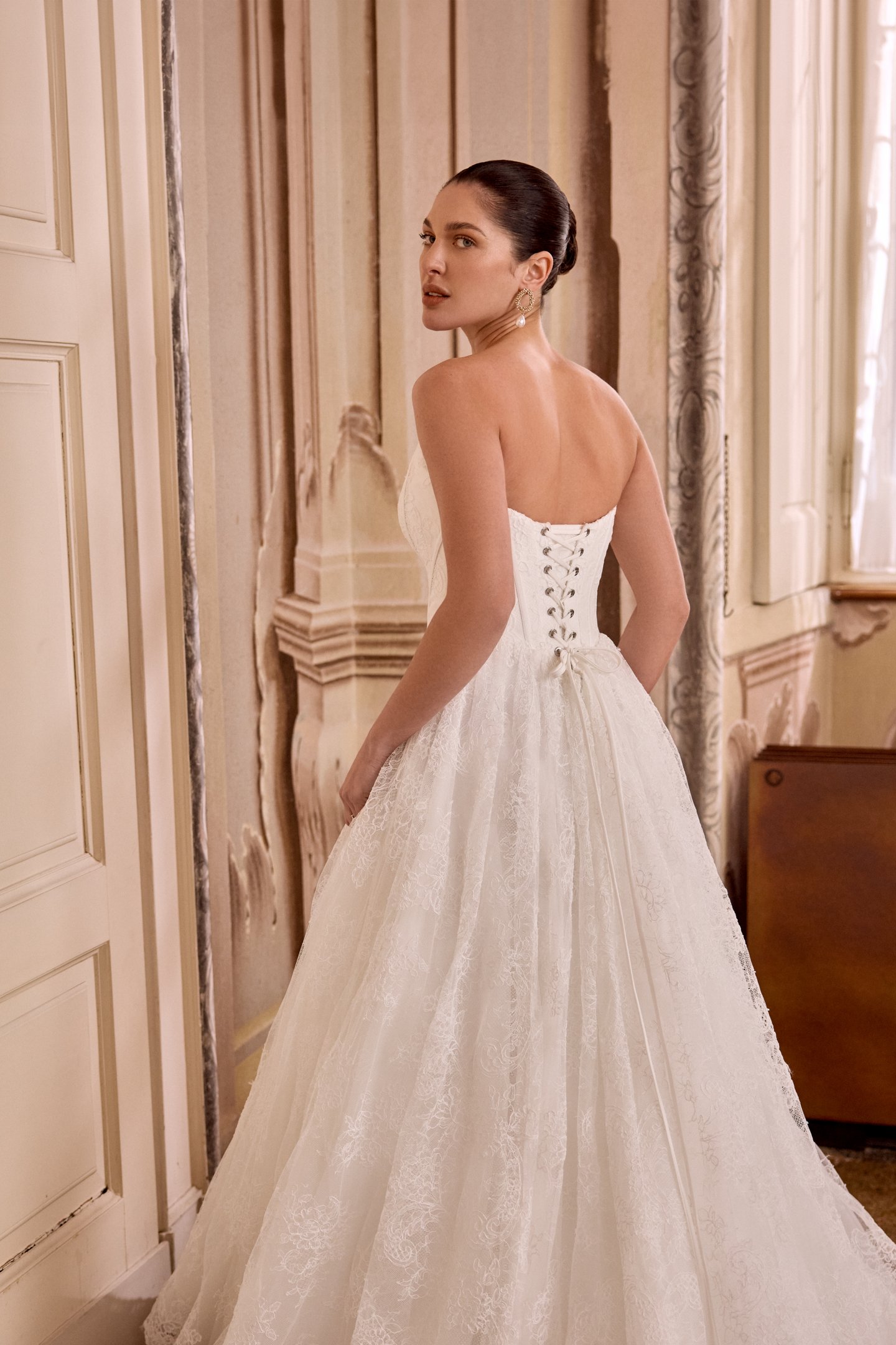 Justin Alexander Style 88468 LEIGHTON Allover Corded Alençon Lace A-Line Gown with Basque Waistline