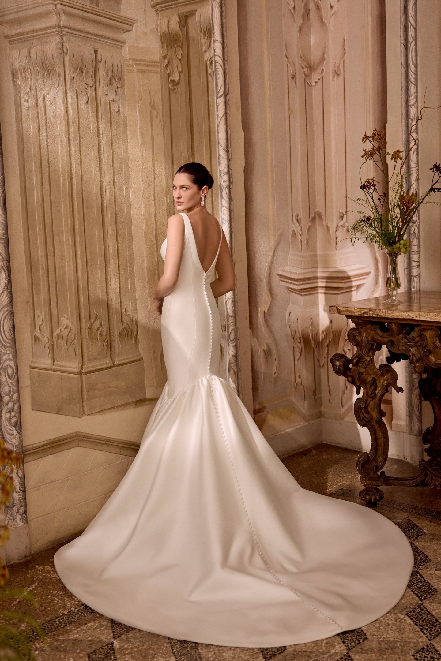 Justin Alexander Style 88470 LOU Mikado Mermaid Gown with Square Neckline and V-Back