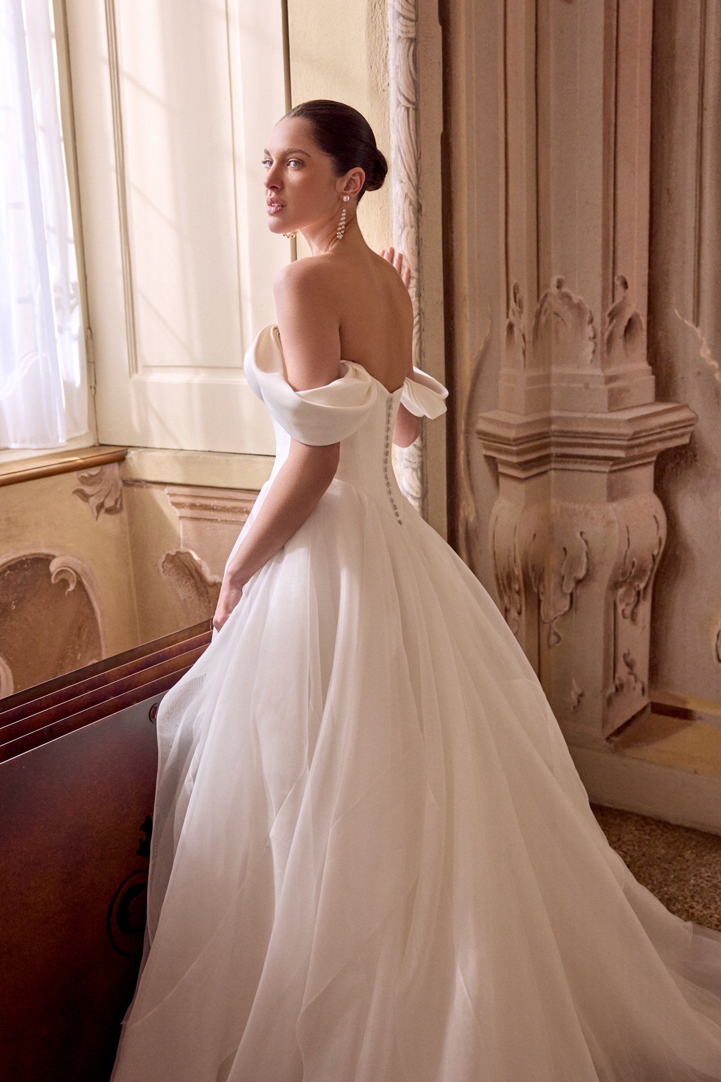 Justin Alexander Style 88471 LYLA Organza Ball Gown with Bias Ruffled Skirt and Satin Sweetheart Bodice