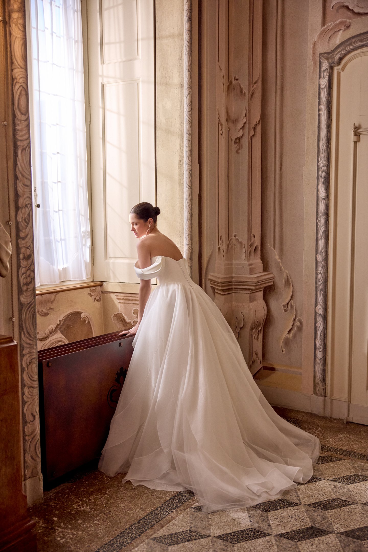 Justin Alexander Style 88471 LYLA Organza Ball Gown with Bias Ruffled Skirt and Satin Sweetheart Bodice