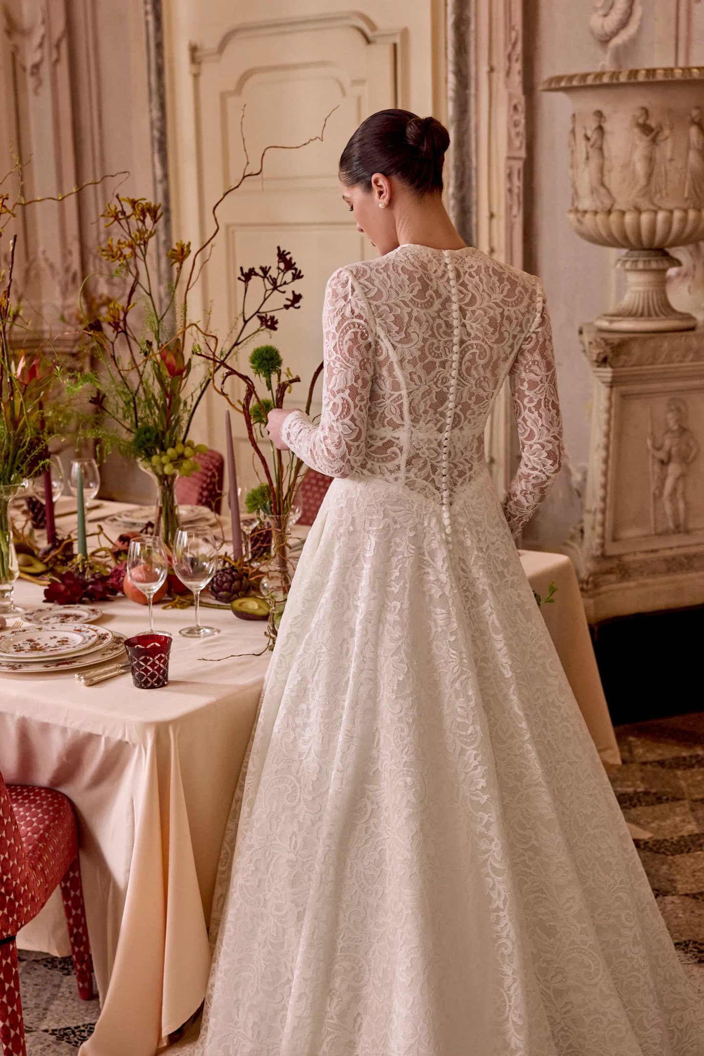 deep v neck wedding dress with sleeves Deep V Neck Wedding Dresses Long Sleeves Lace Applique A Line Bridal Gowns New