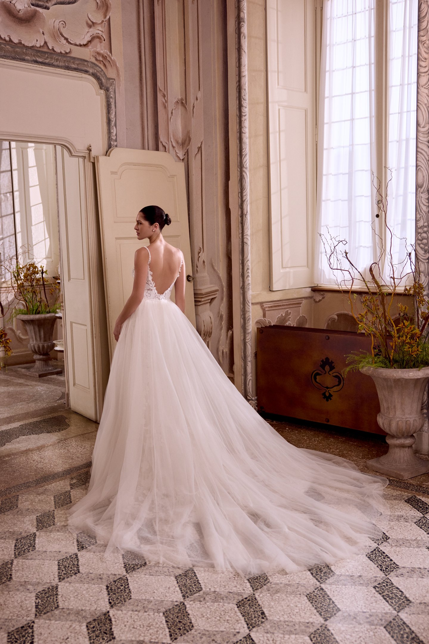 Justin Alexander Style 88481DT LIZA TRAIN Detachable Tulle Chapel Length Train with Beaded Waistline