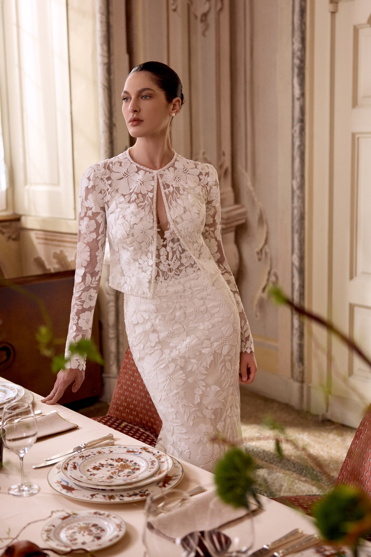 Justin Alexander Style 88481J LIZA JACKET Long Sleeve Sequined Lace Jacket