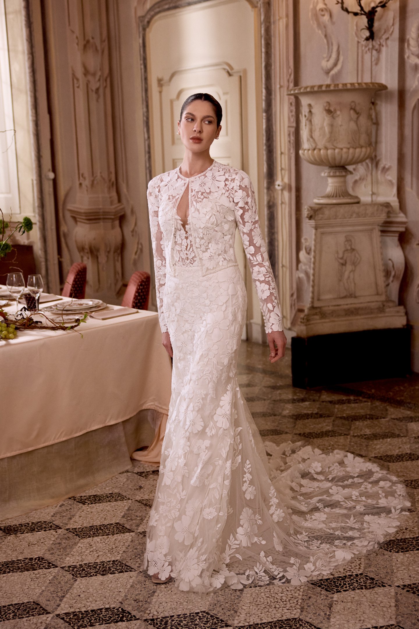 Justin Alexander Style 88481J LIZA JACKET Long Sleeve Sequined Lace Jacket