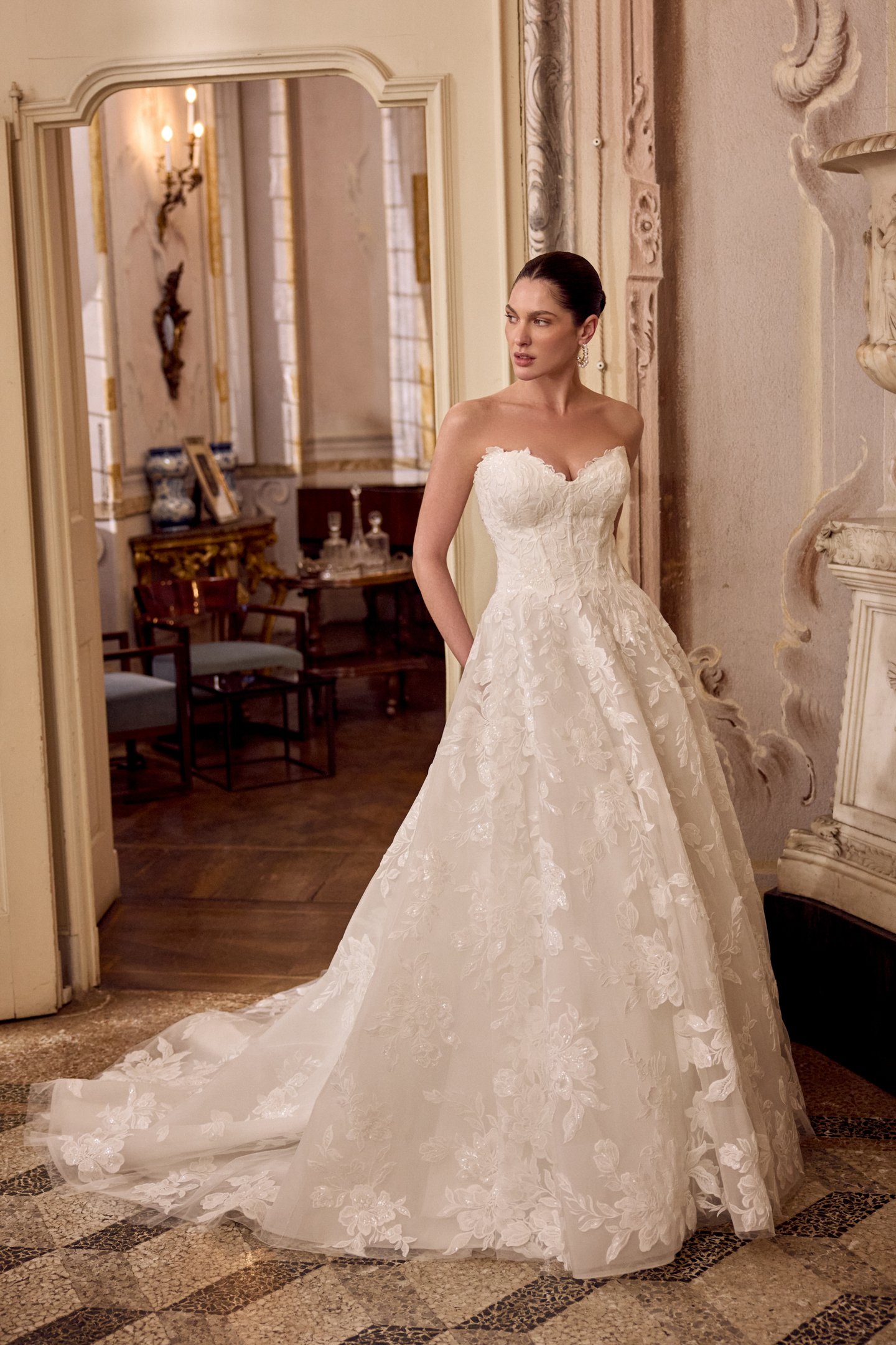 Justin Alexander Style 88483 LACIE Sparkling Tulle Ball Gown with Sequined Lace Appliqués