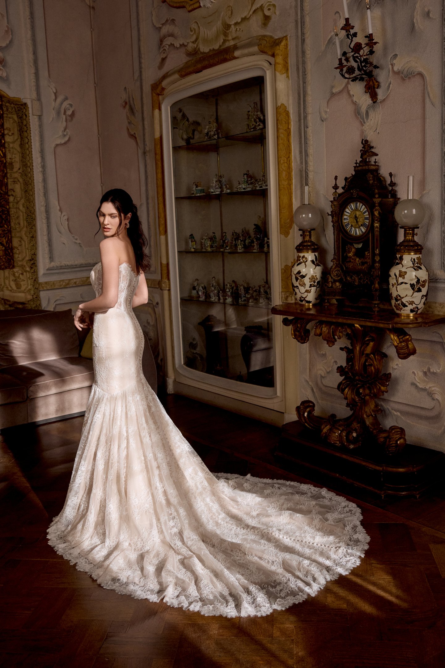 Justin Alexander Style 88484 LOLITA Allover Corded Alençon Lace Mermaid Gown with Sheer Bodice