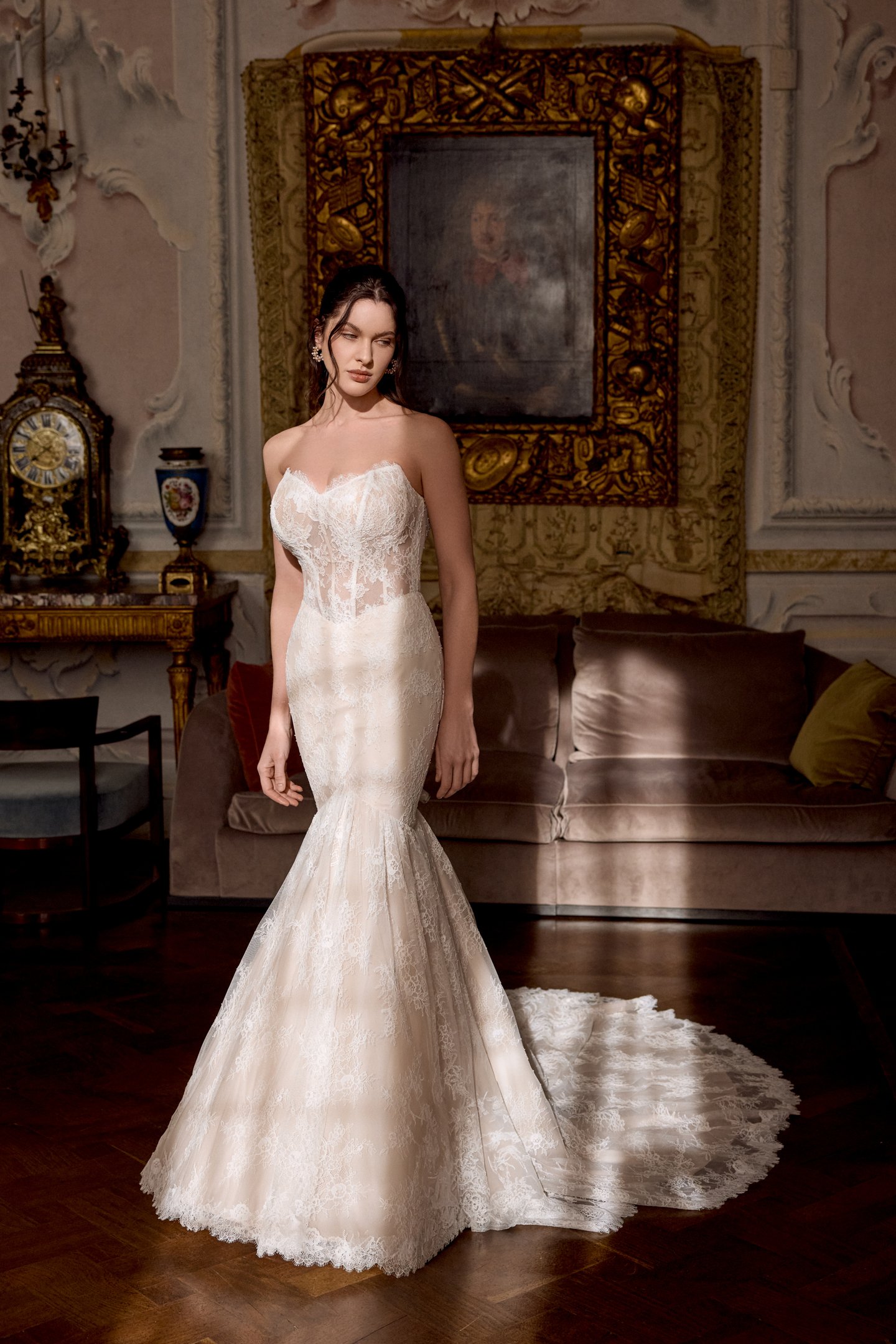 Justin Alexander Style 88484 LOLITA Allover Corded Alençon Lace Mermaid Gown with Sheer Bodice