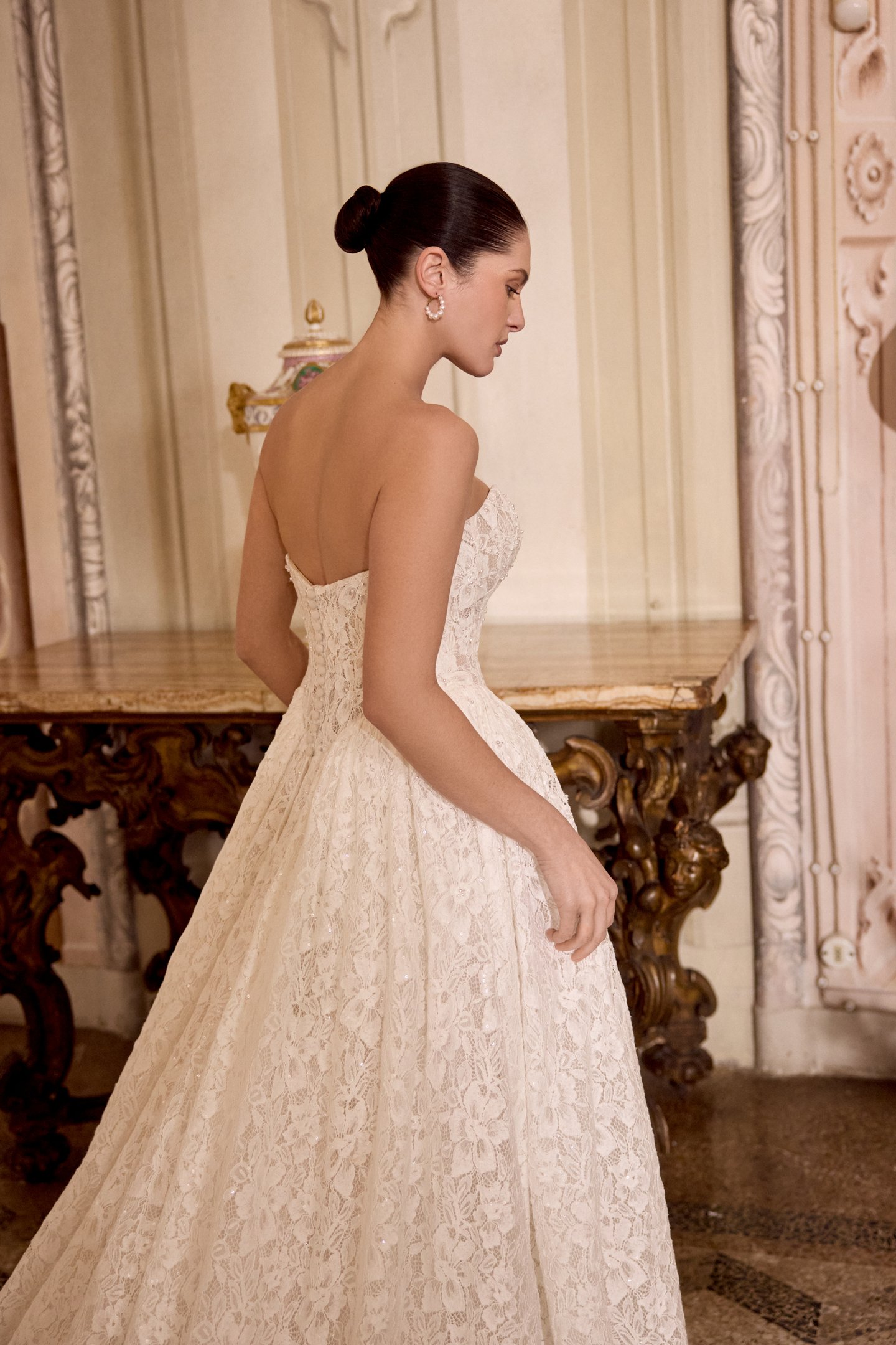 Justin Alexander Style 88485 LOVE Allover Beaded and Sequined Lace Ball Gown with Basque Waistline