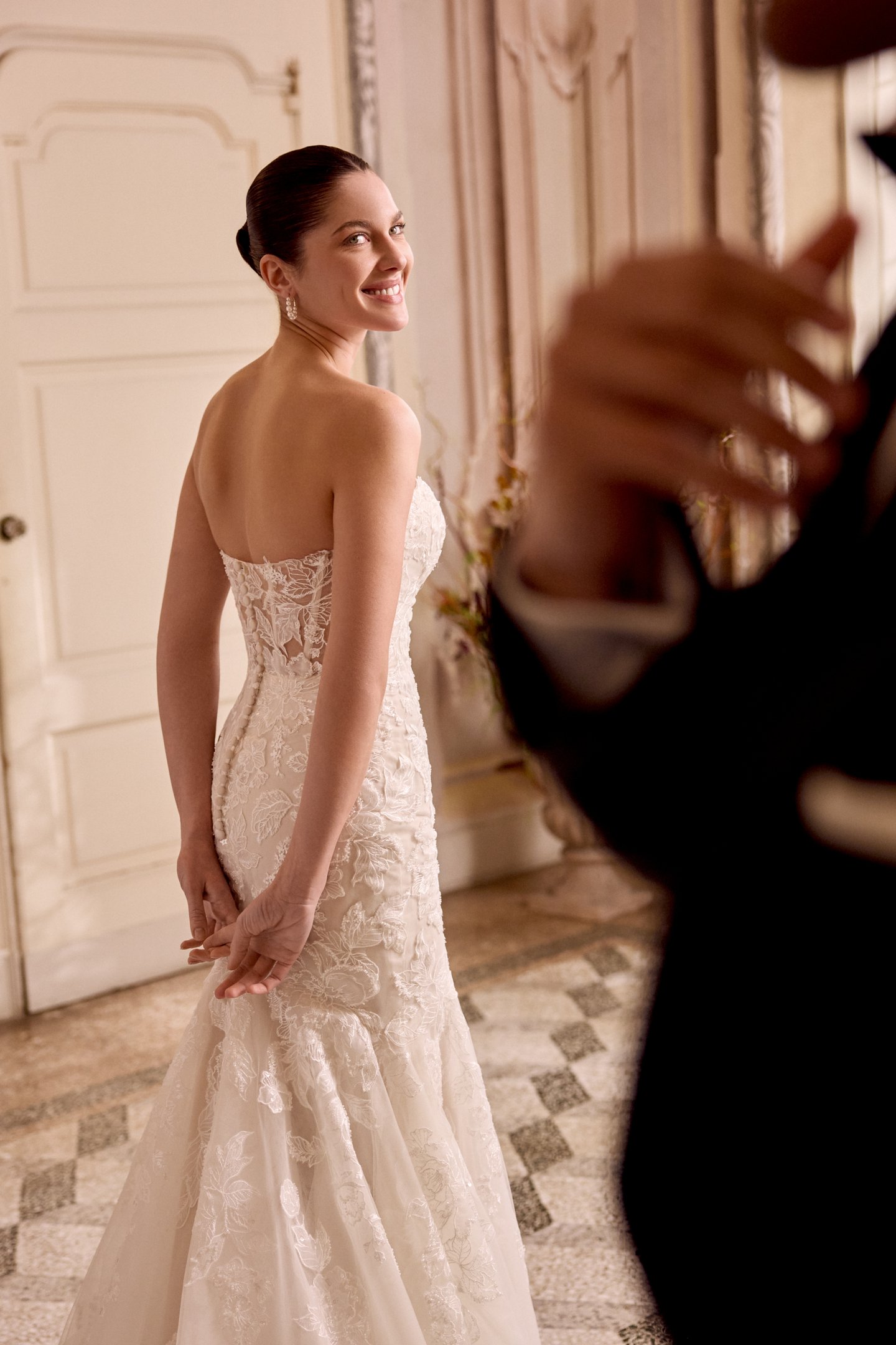 Justin Alexander Style 88486 LORENNA Sparkling Lace Fit and Flare Gown with Exposed Boning